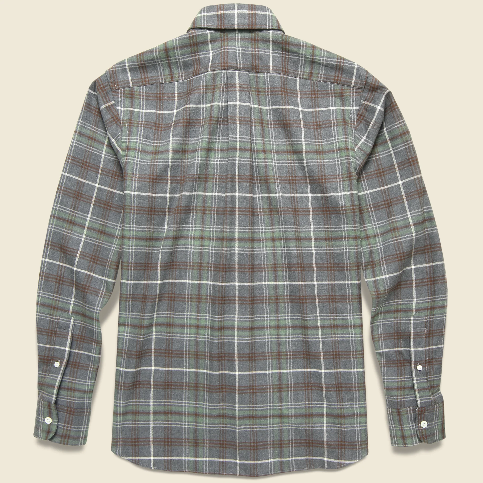 Brushed Plaid Shirt - Moss/Brown/Ecru - Image 2