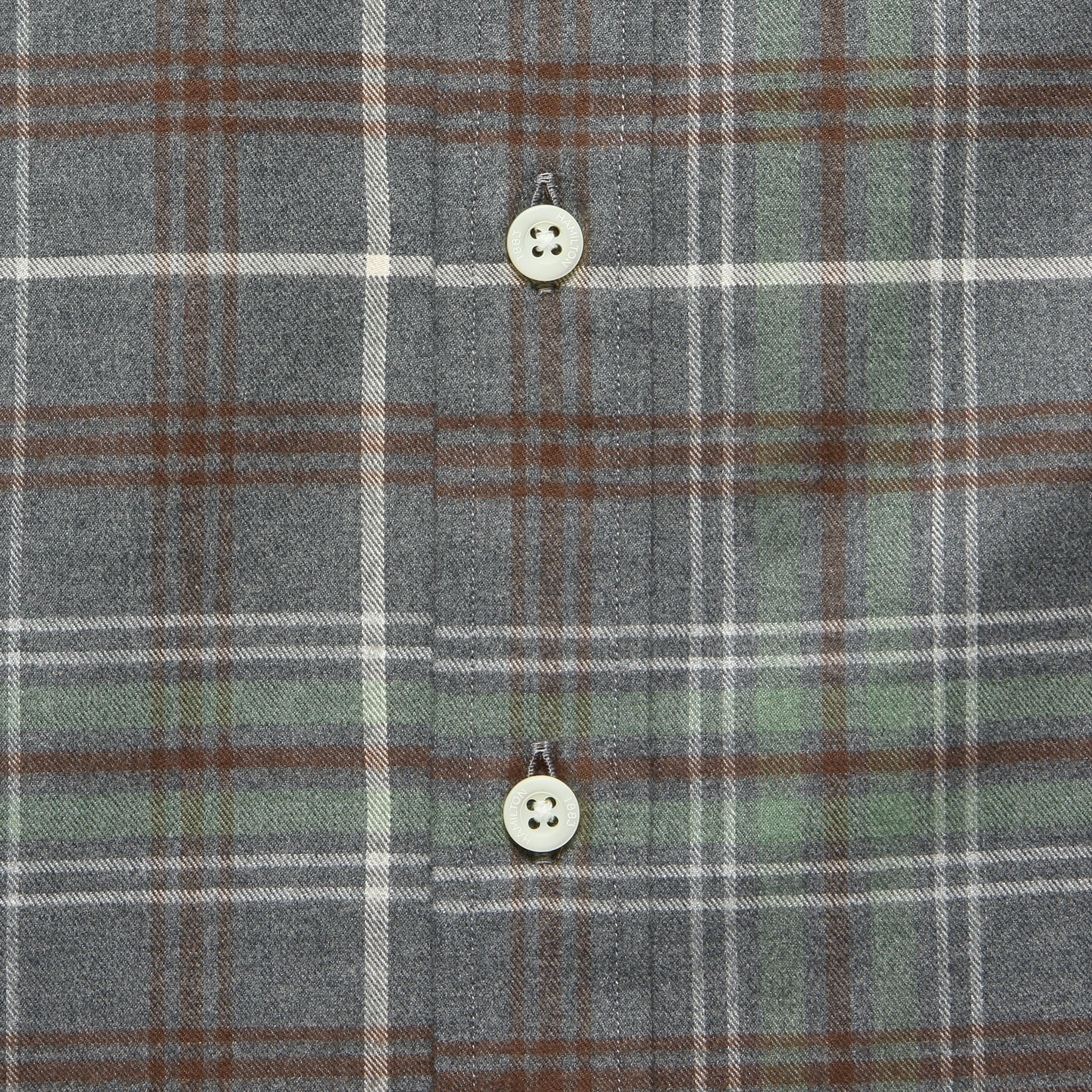 Brushed Plaid Shirt - Moss/Brown/Ecru - Image 3