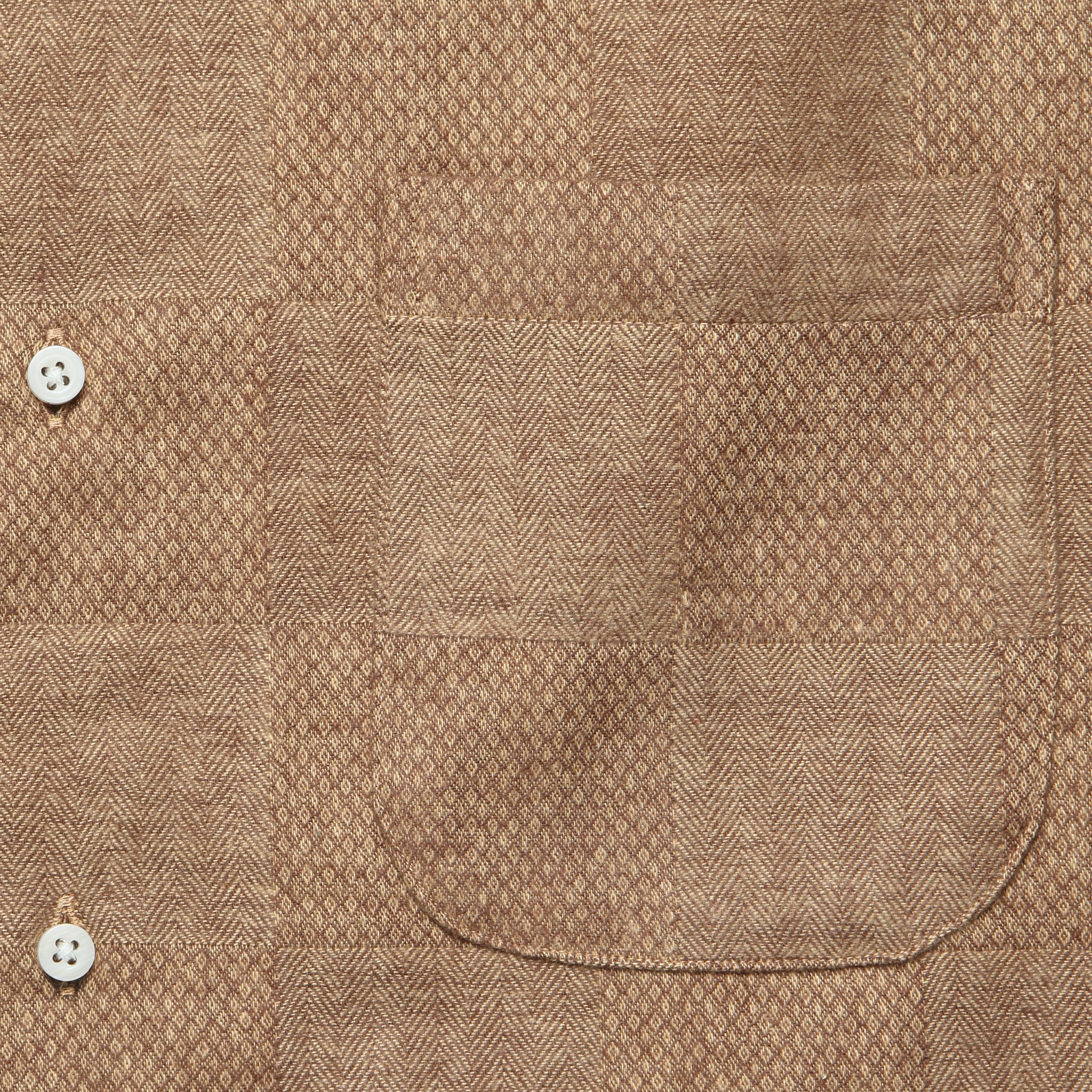 Brushed Tonal Patchwork Shirt - Tan - Image 3