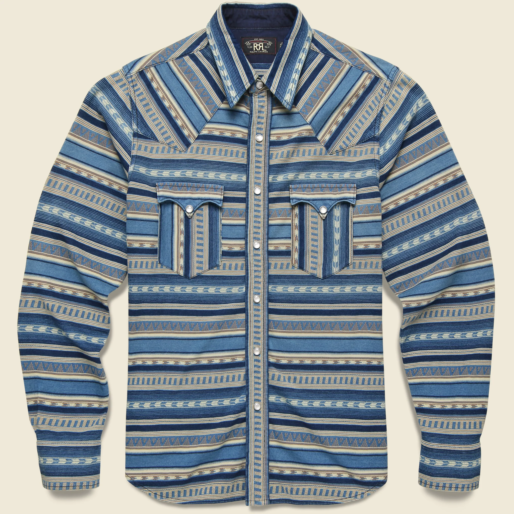 Buffalo Western Jacquard Shirt - Indigo/Cream