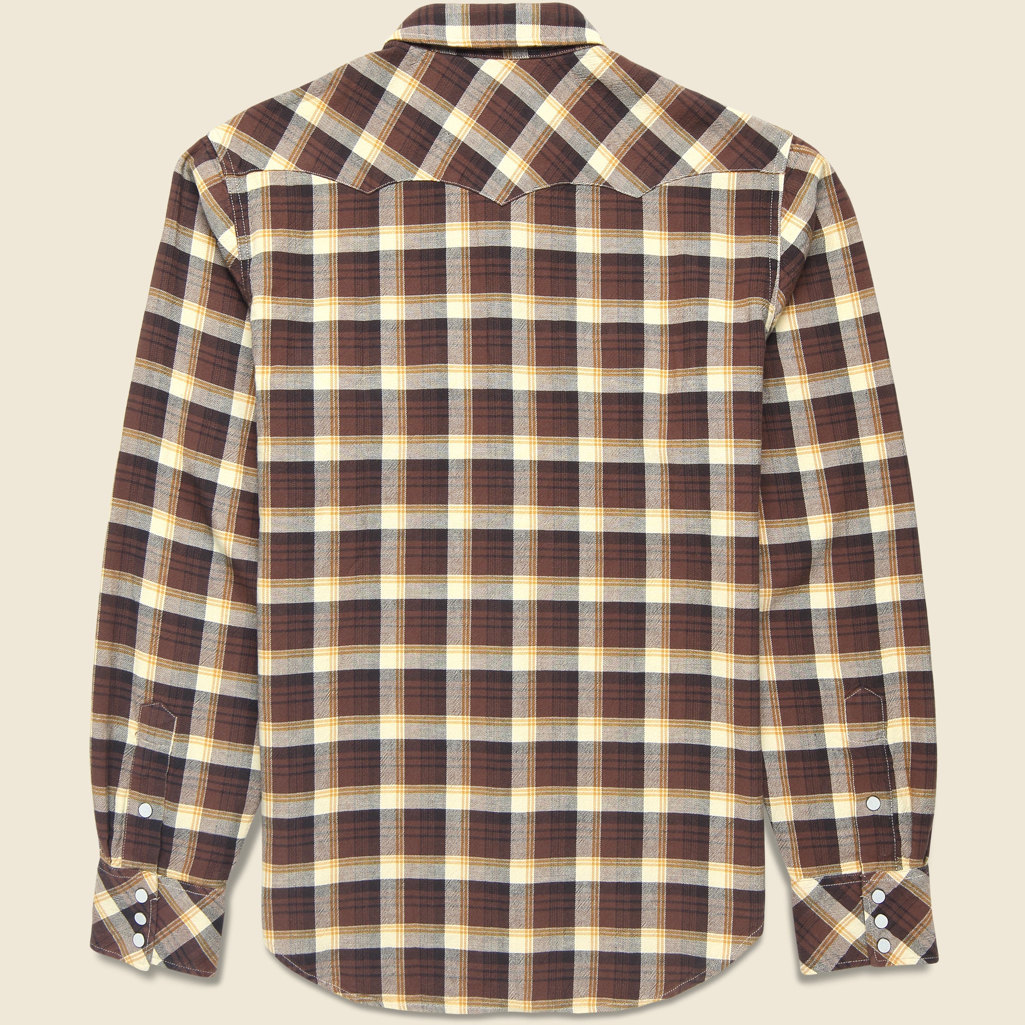 Slim Fit Plaid Western Shirt - Brown - Image 2