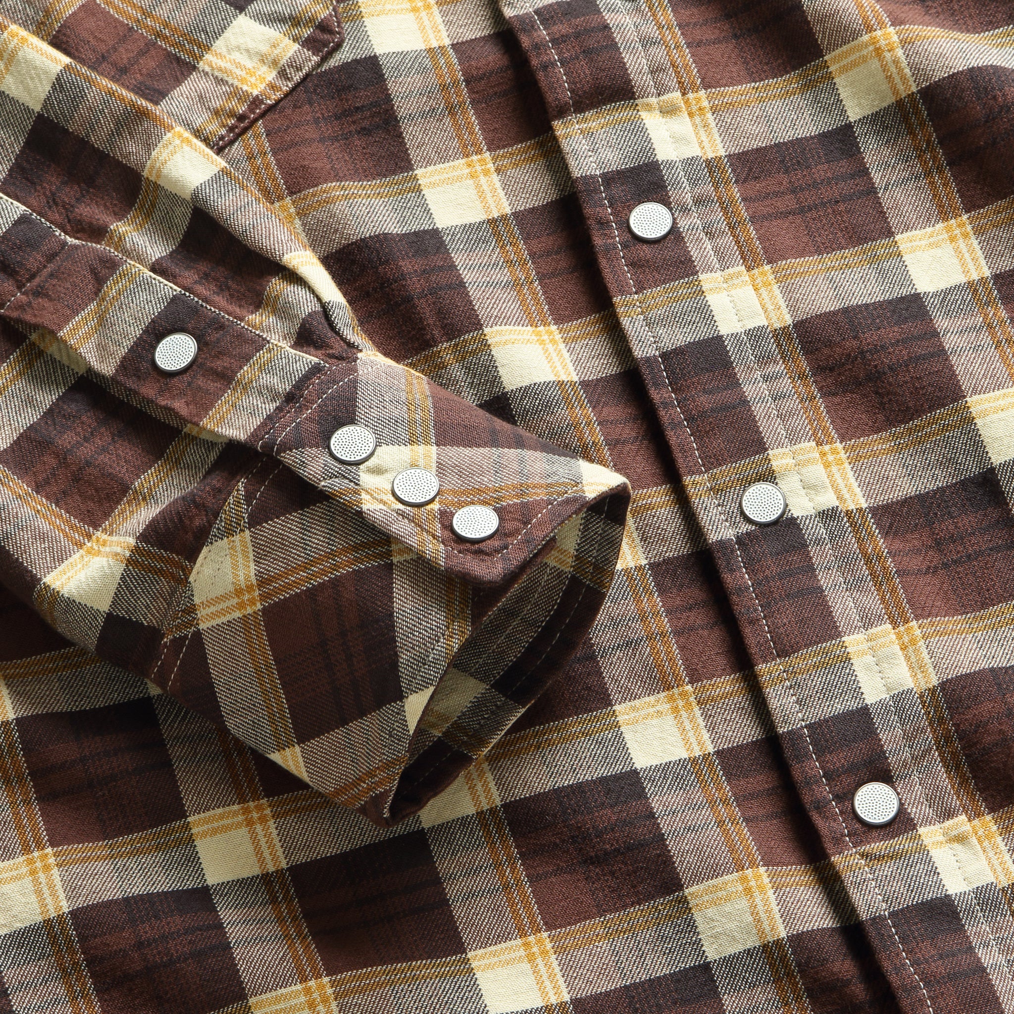 Slim Fit Plaid Western Shirt - Brown - Image 4