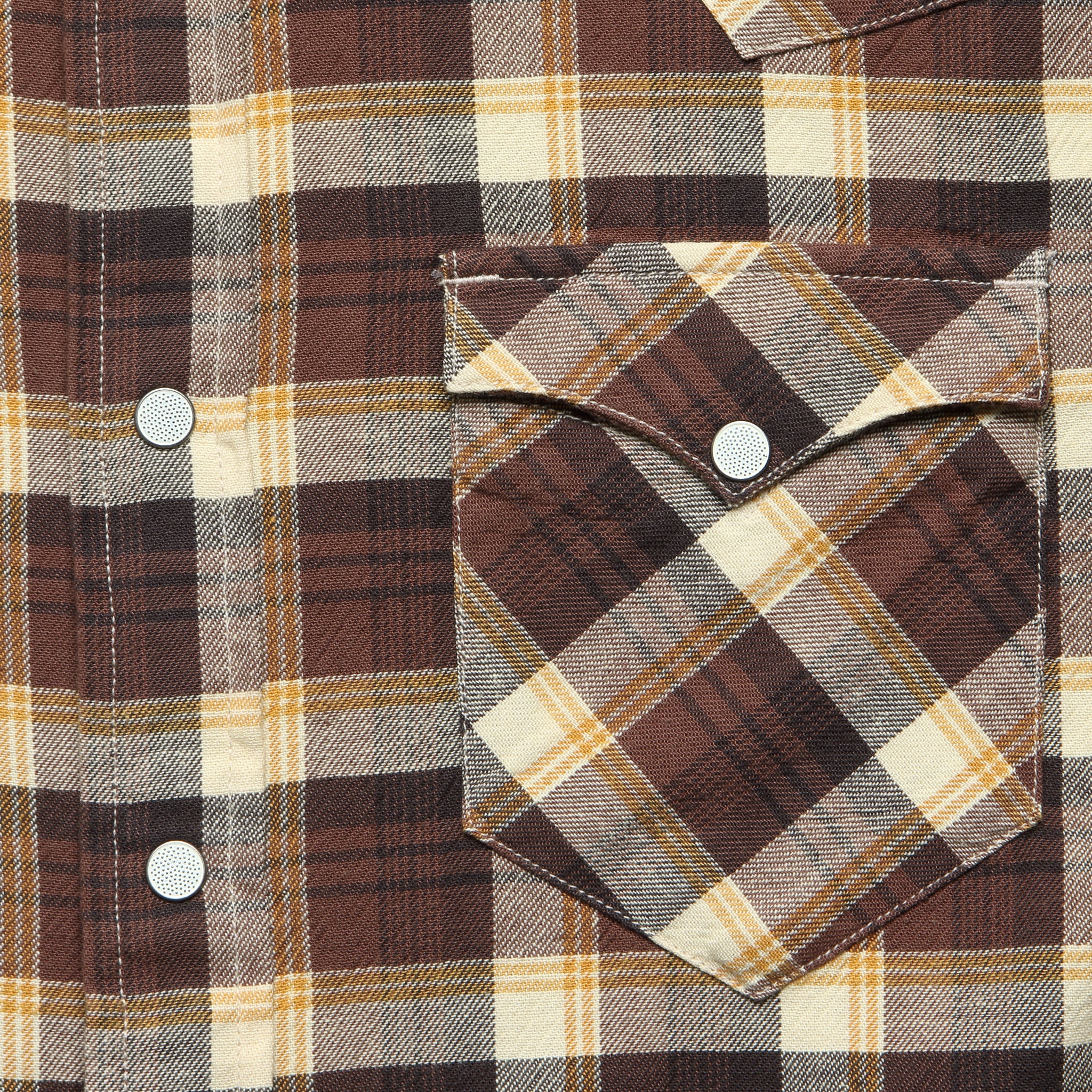 Slim Fit Plaid Western Shirt - Brown - Image 5