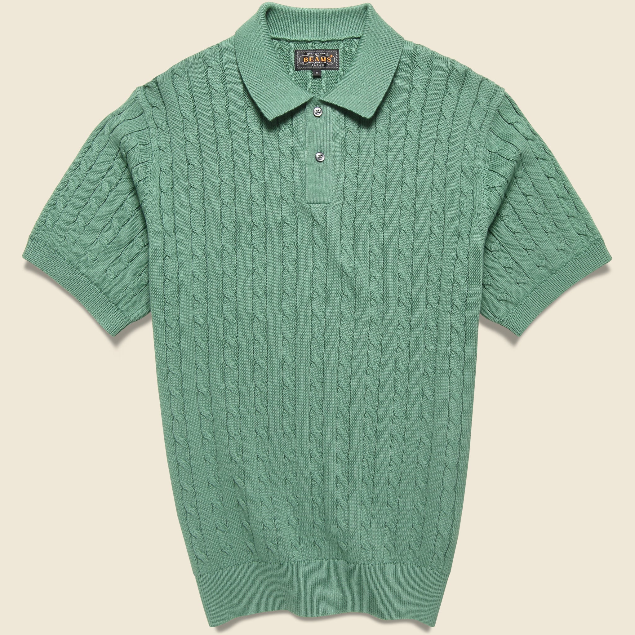 Cable Knit Polo - Green