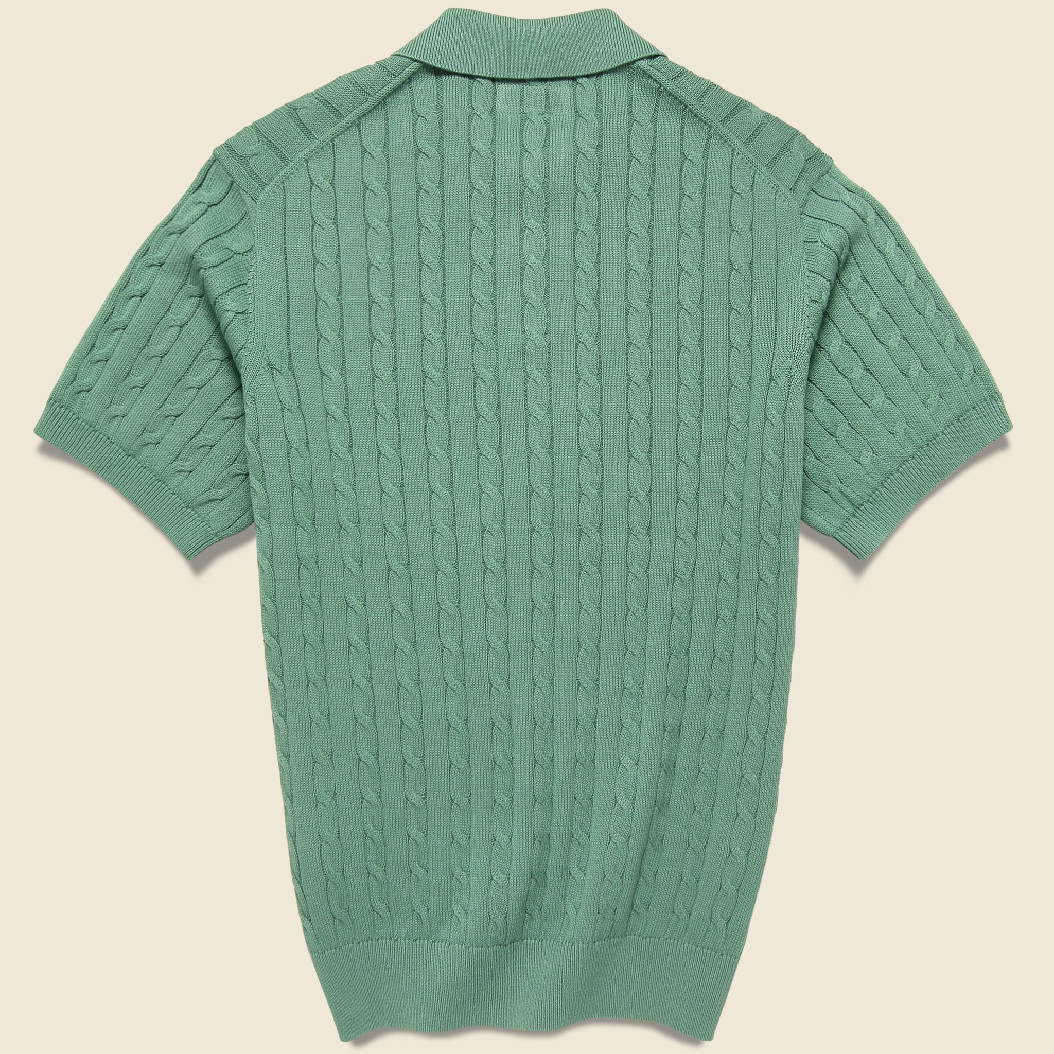 Cable Knit Polo - Green - Image 2