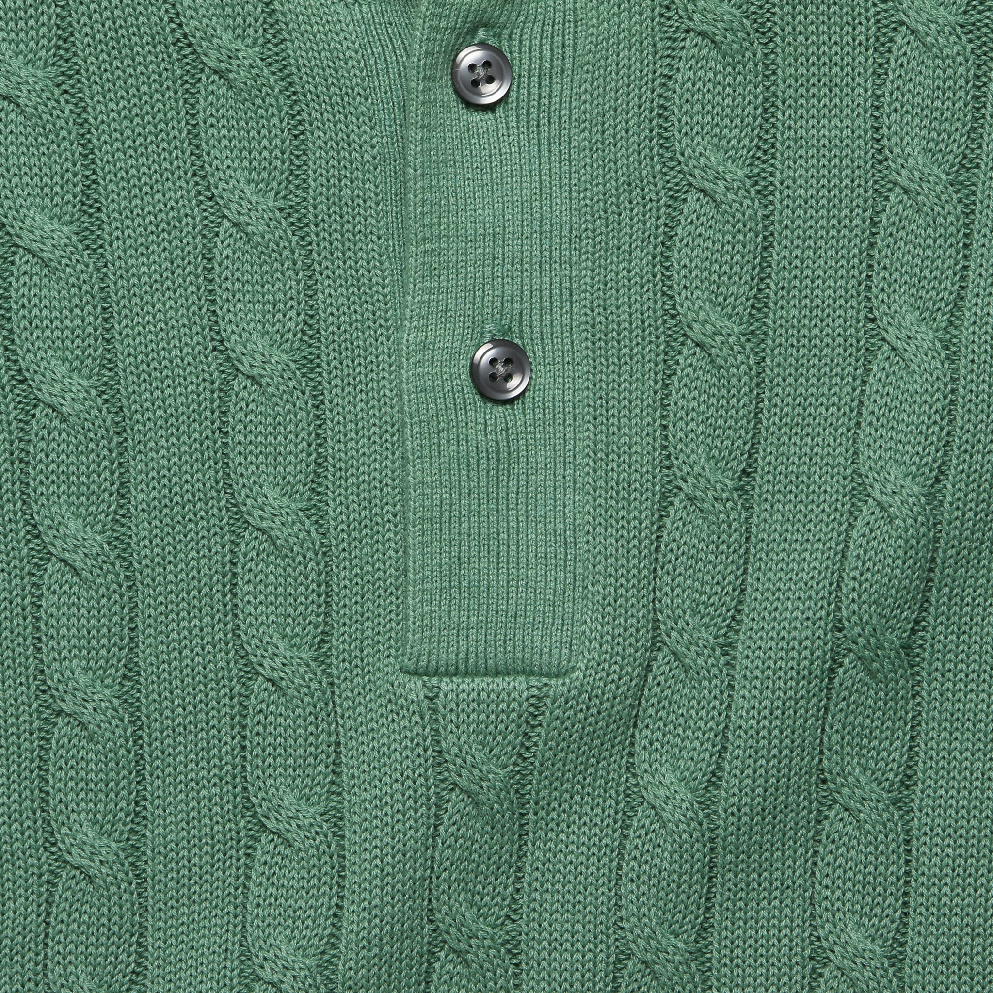Cable Knit Polo - Green - Image 3