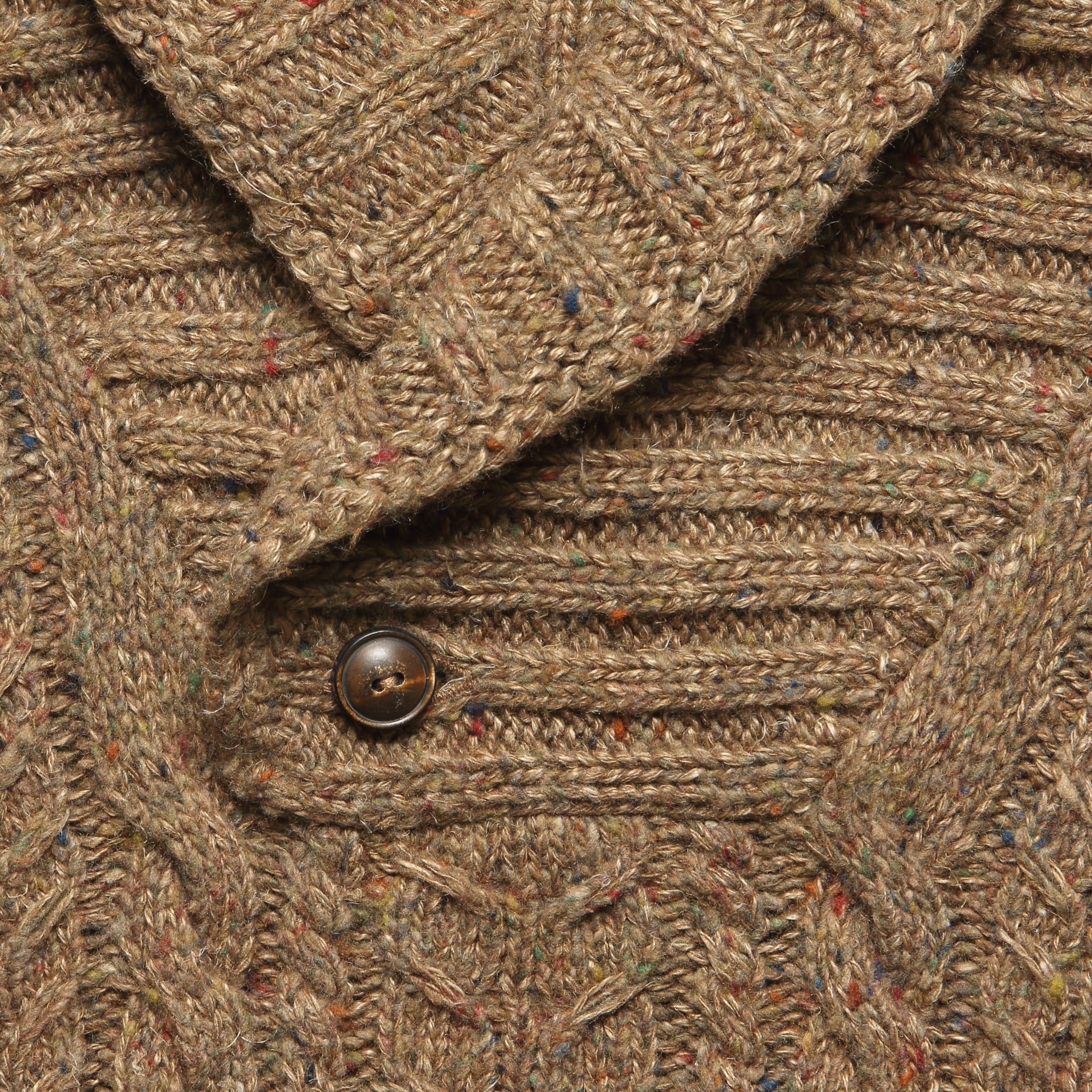 Cable Knit Shawl Sweater - Brown - Image 3