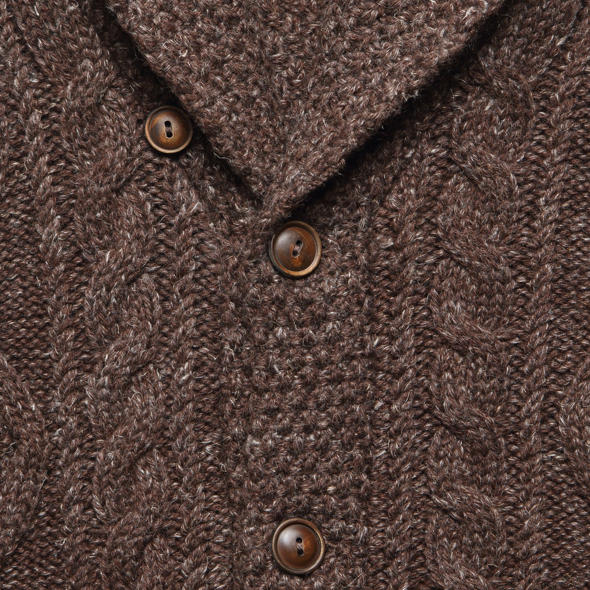 Cable Shawl Cardigan - Brown - Image 3