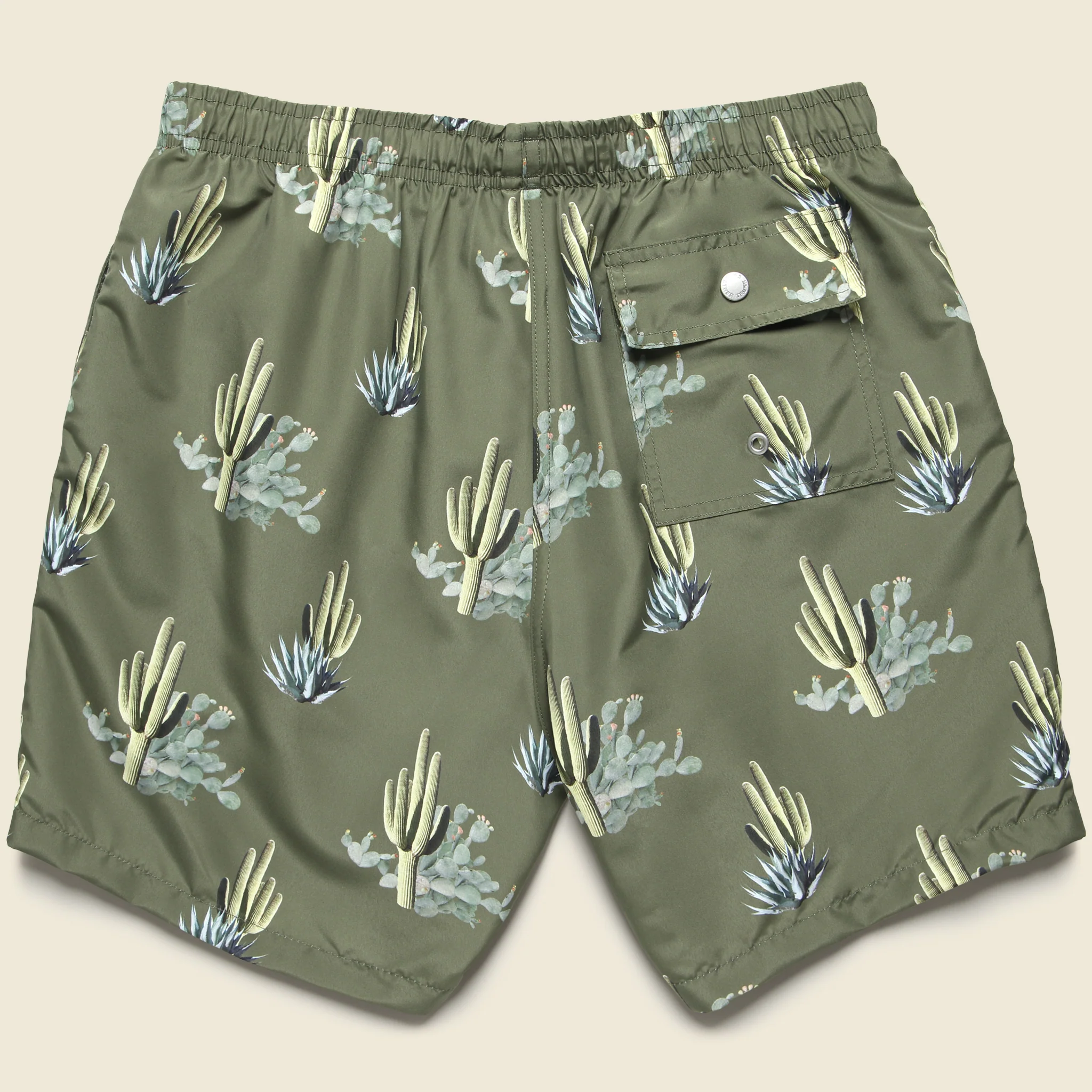 5.5" Cactus Print Swim Trunks - Dark Green - Image 3