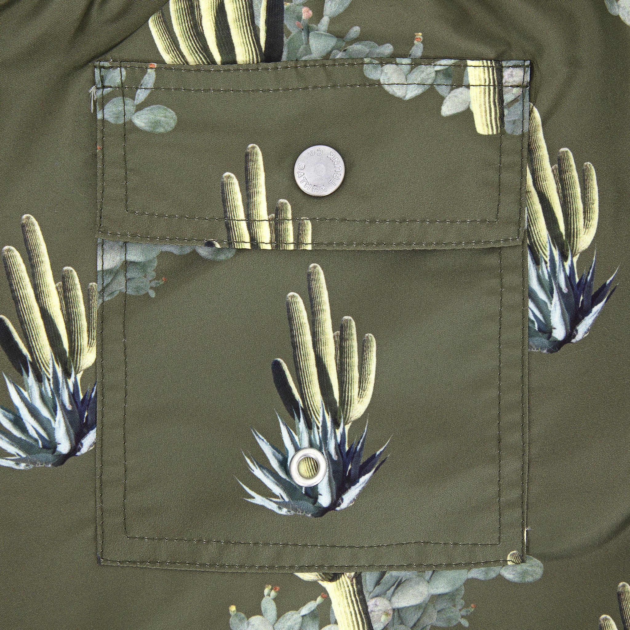 5.5" Cactus Print Swim Trunks - Dark Green - Image 4