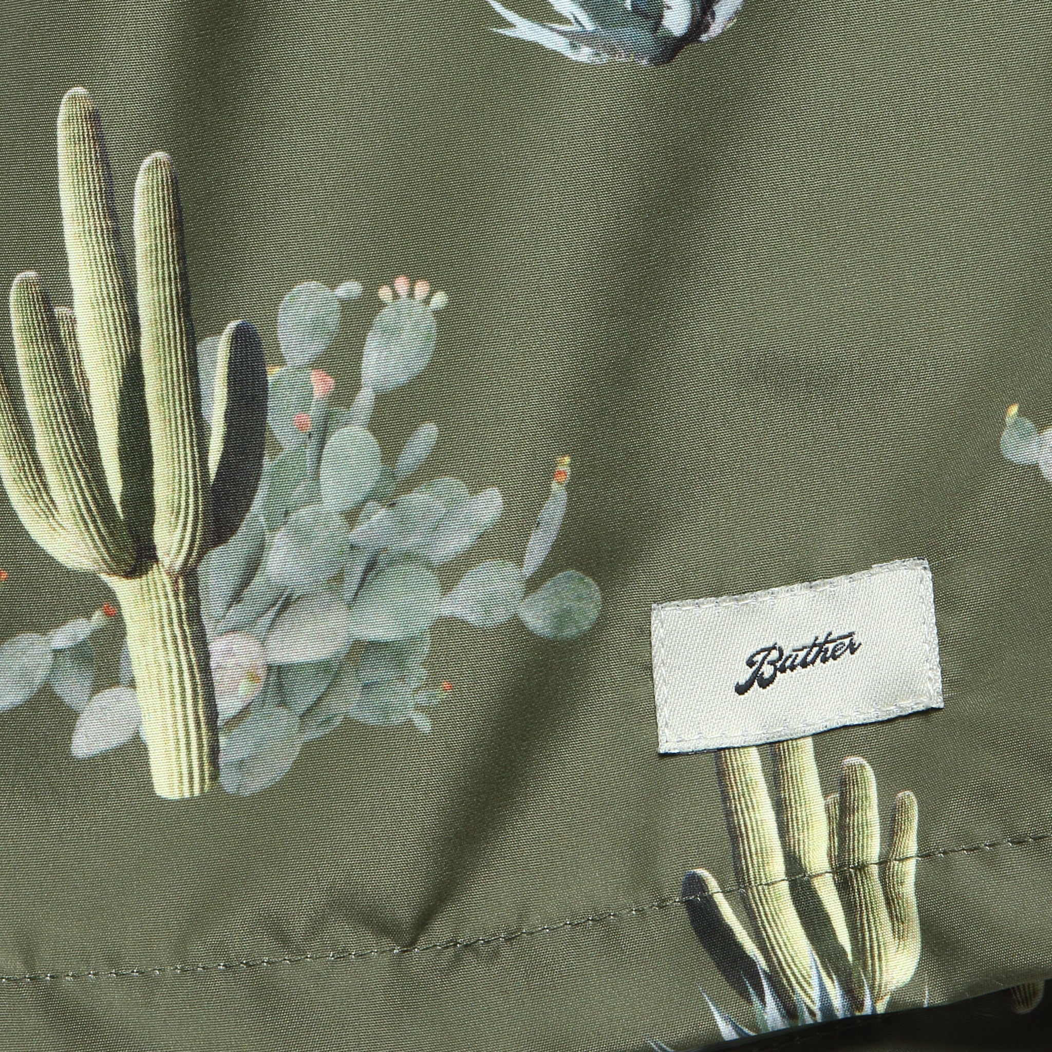 5.5" Cactus Print Swim Trunks - Dark Green - Image 5