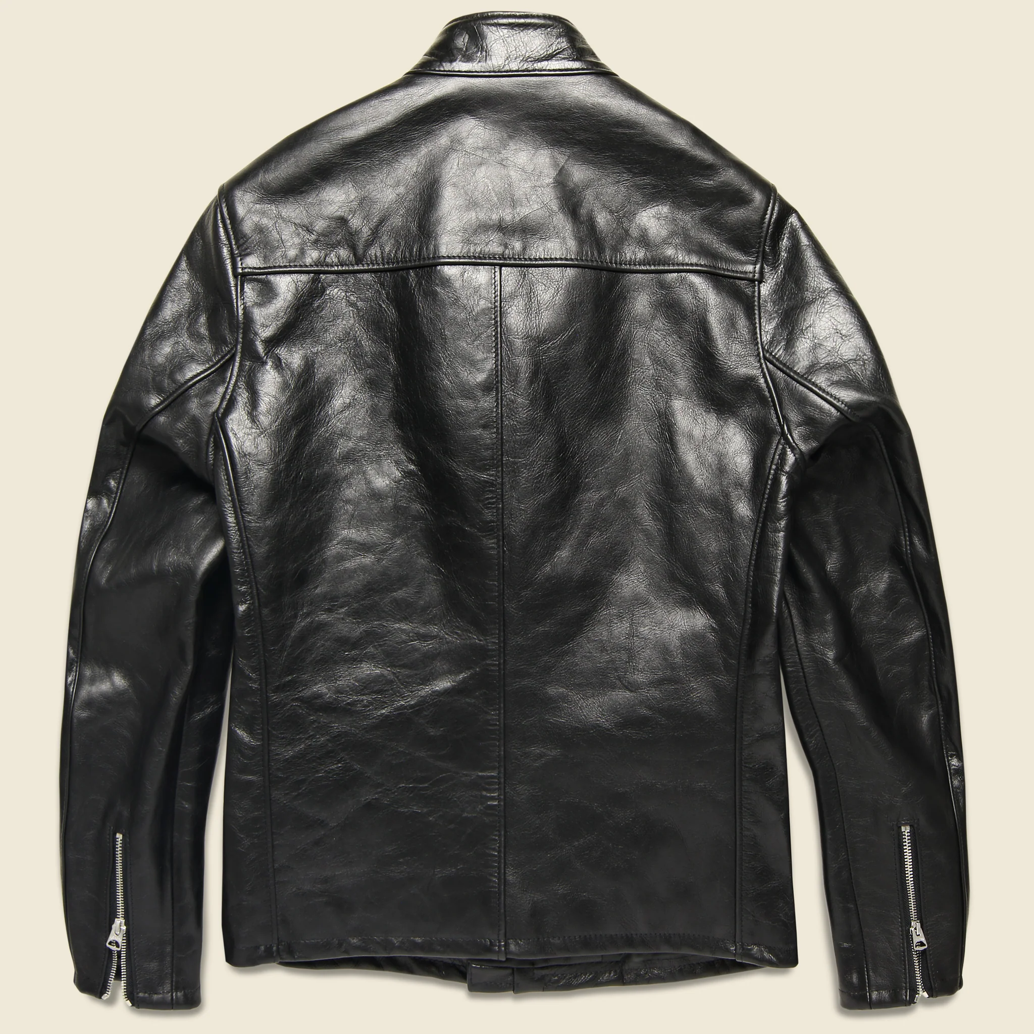 Cafe Racer Jacket - Black Leather - Image 2