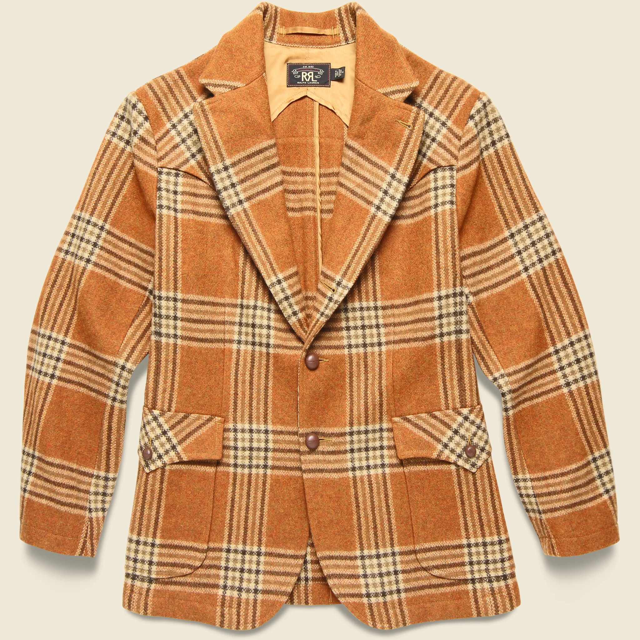 Callington Wool Jacket - Orange/Tan Plaid
