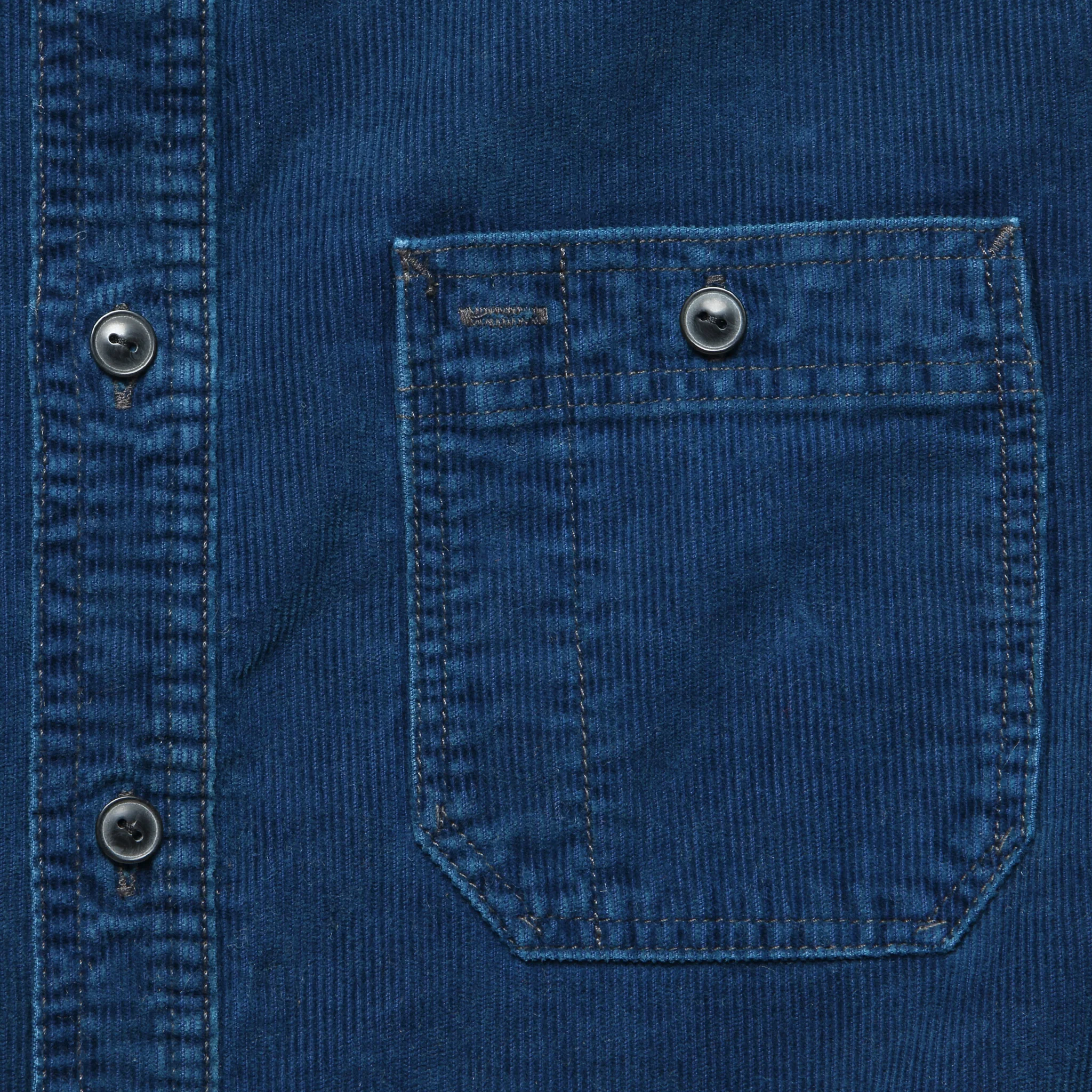 Cameron Corduroy Workshirt - Medium Indigo Wash - Image 3