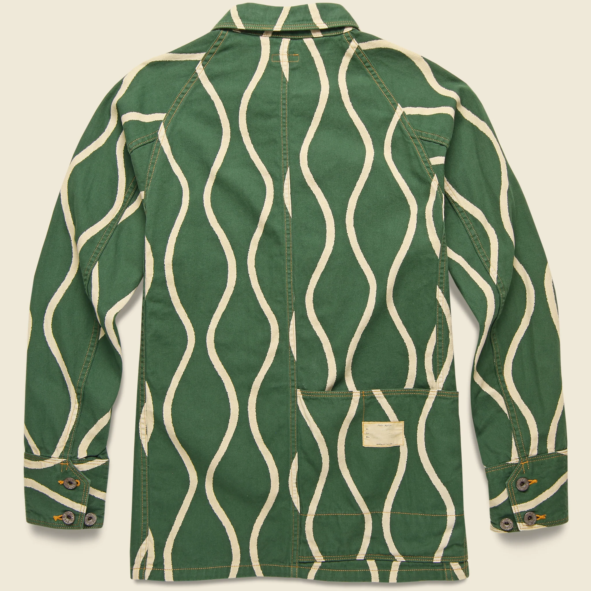 Canvas Drunken-Stripe Cactus Coverall Jacket - Green - Image 2