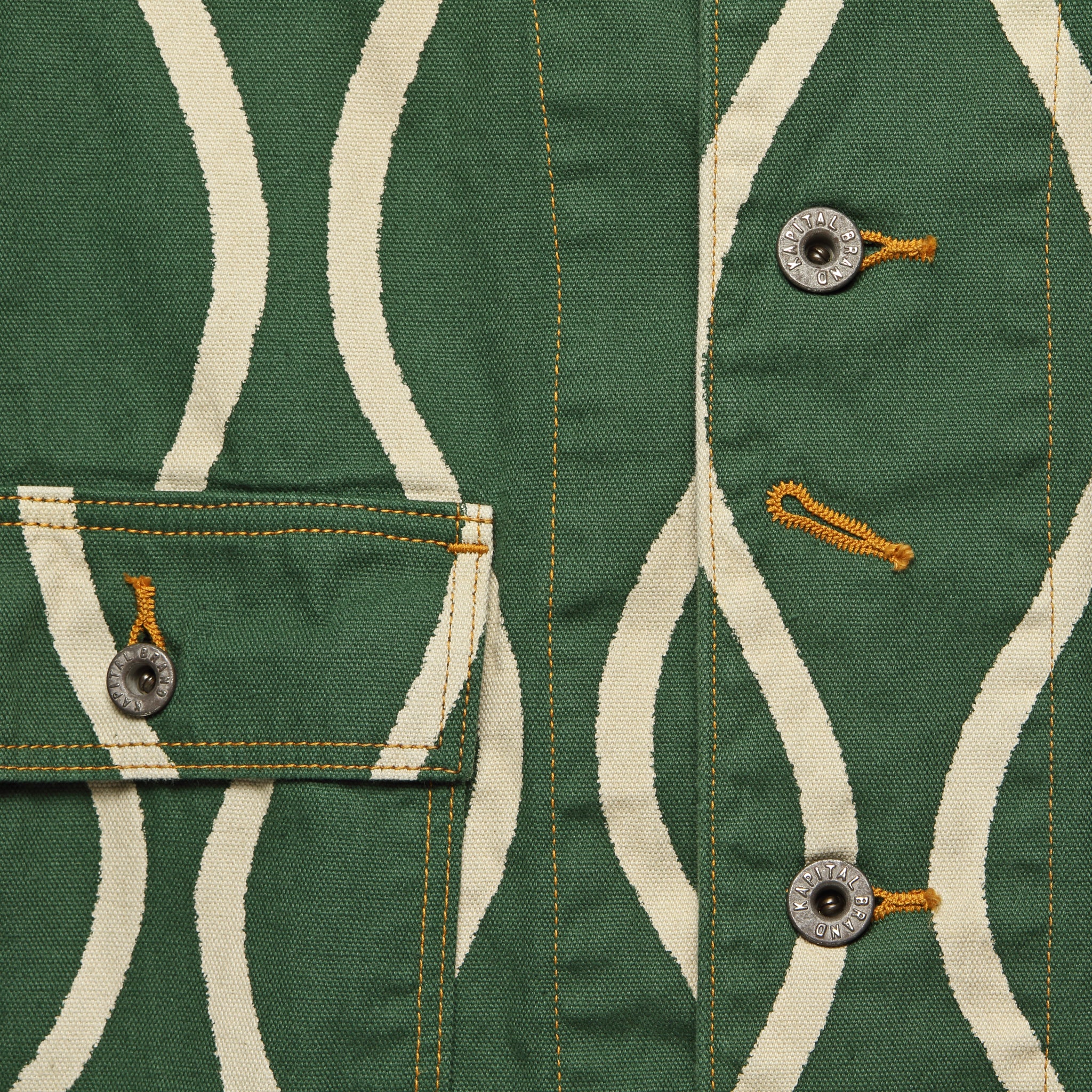 Canvas Drunken-Stripe Cactus Coverall Jacket - Green - Image 3