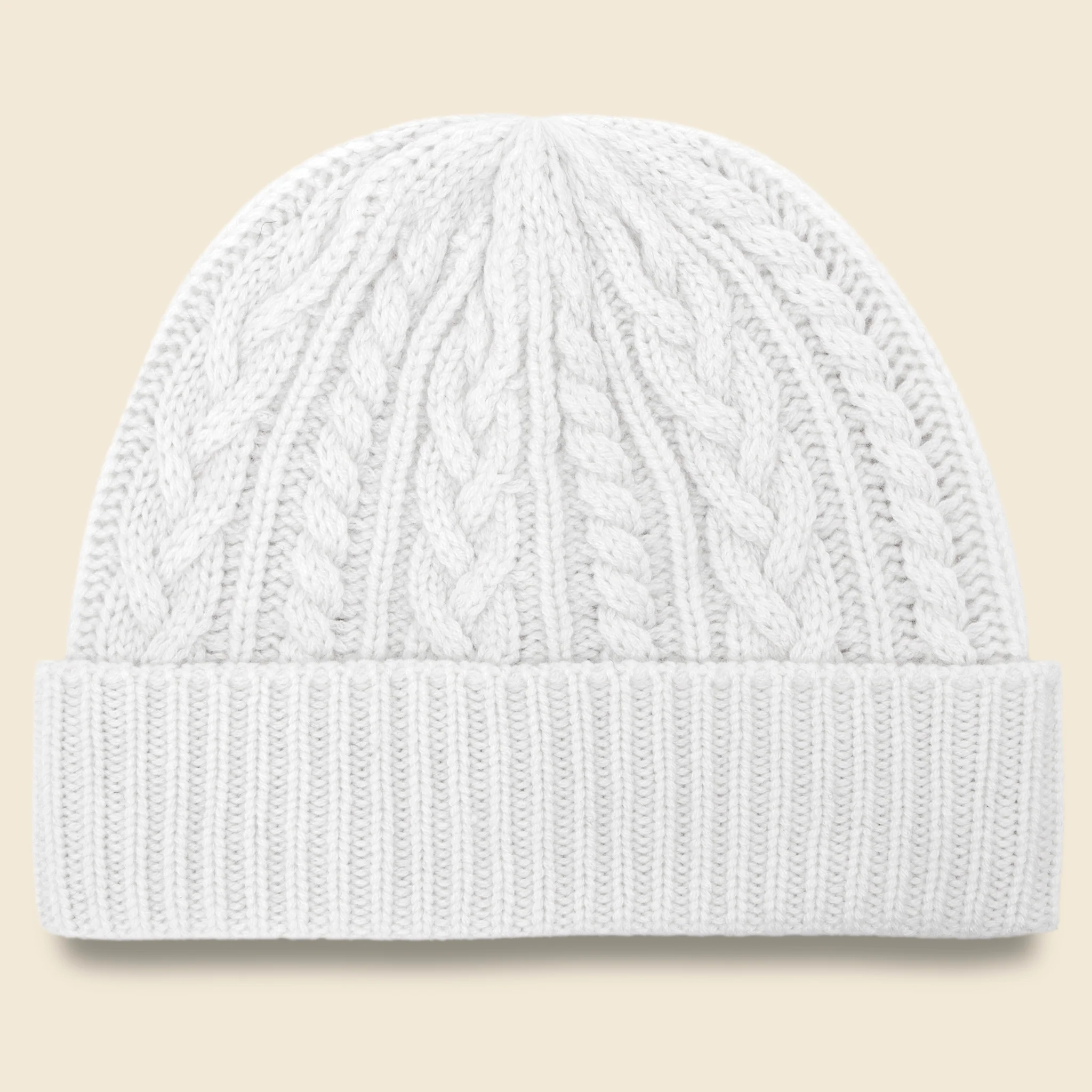 Cashmere Cable Beanie - Chalk
