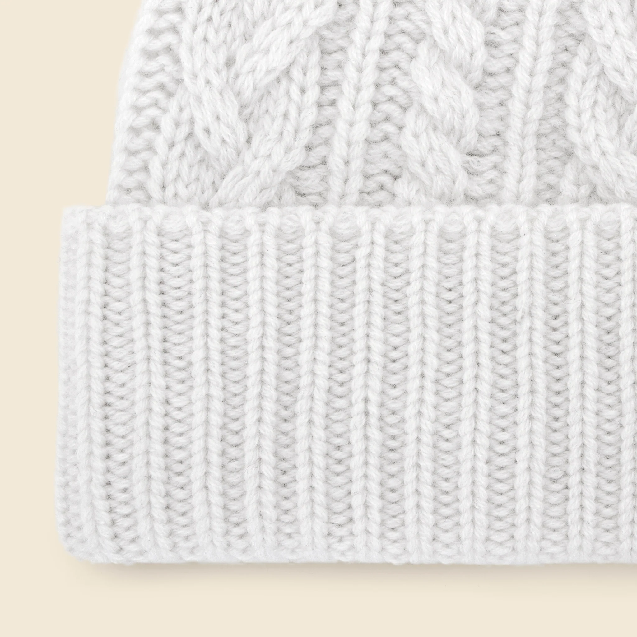 Cashmere Cable Beanie - Chalk - Image 2