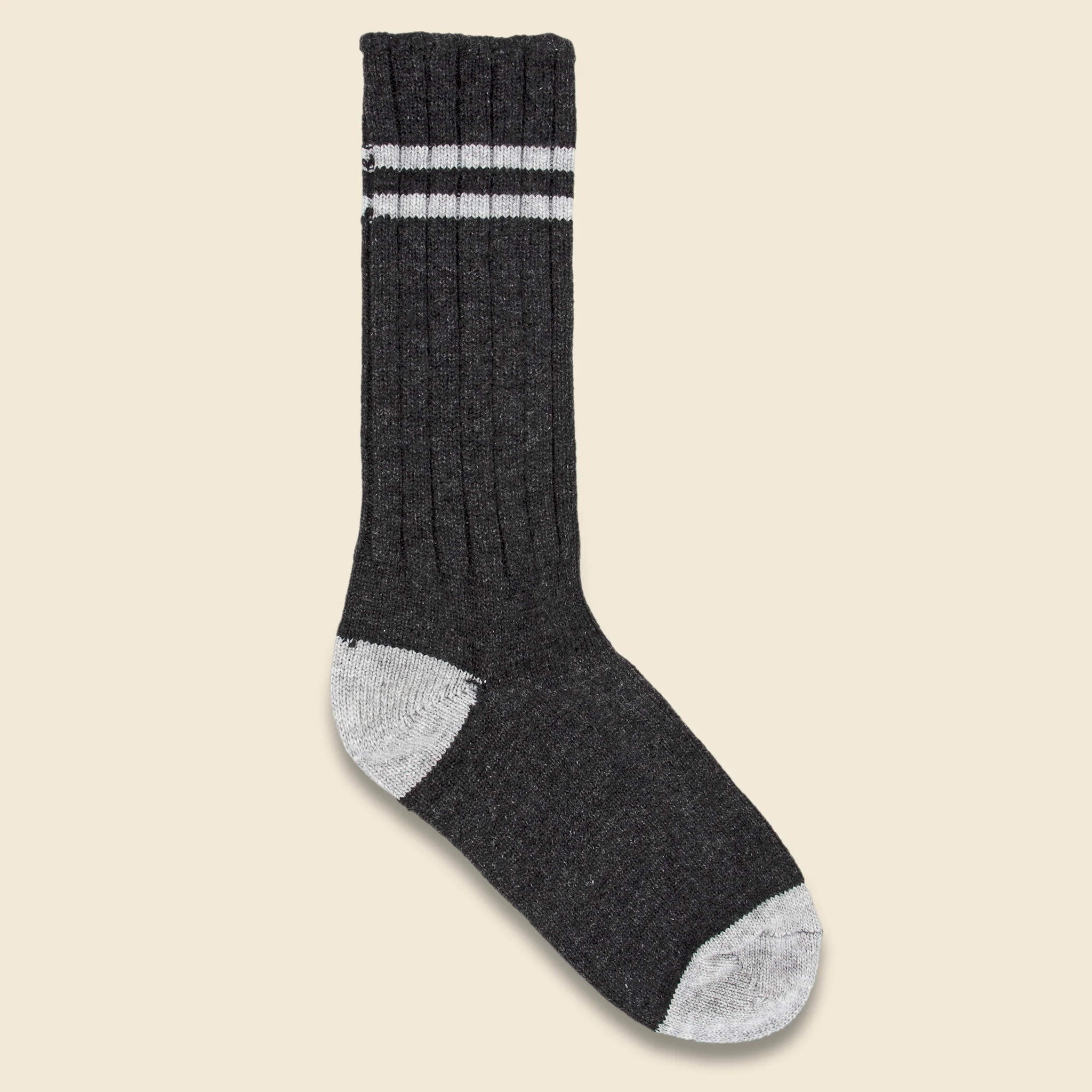 Cashmere Double Stripe Sock - Charcoal Marl