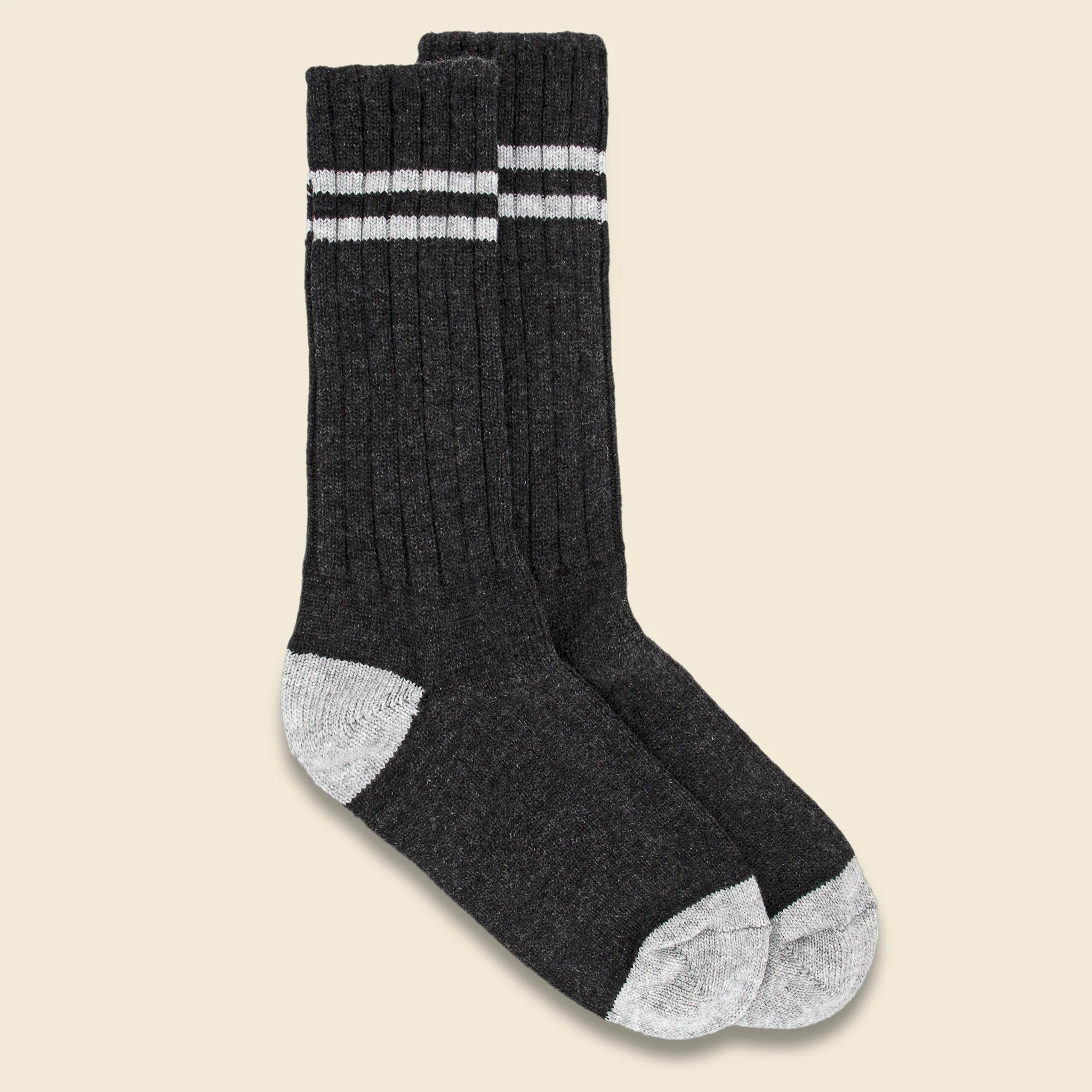 Cashmere Double Stripe Sock - Charcoal Marl - Image 2
