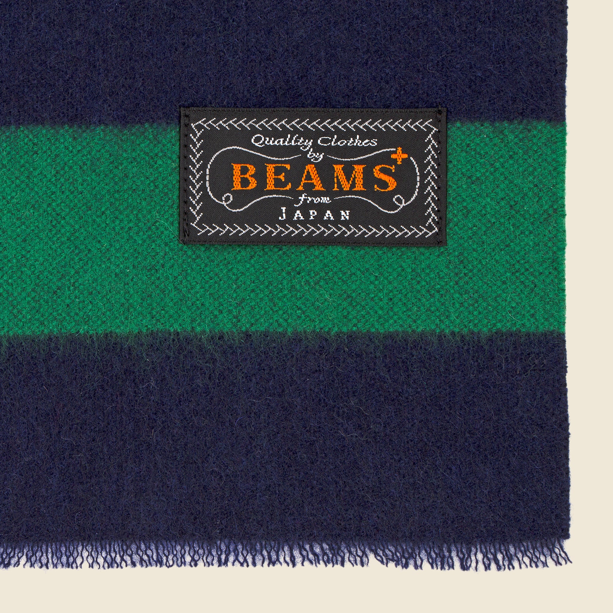 Cashmere Scarf - Green/Navy Stripe - Image 2