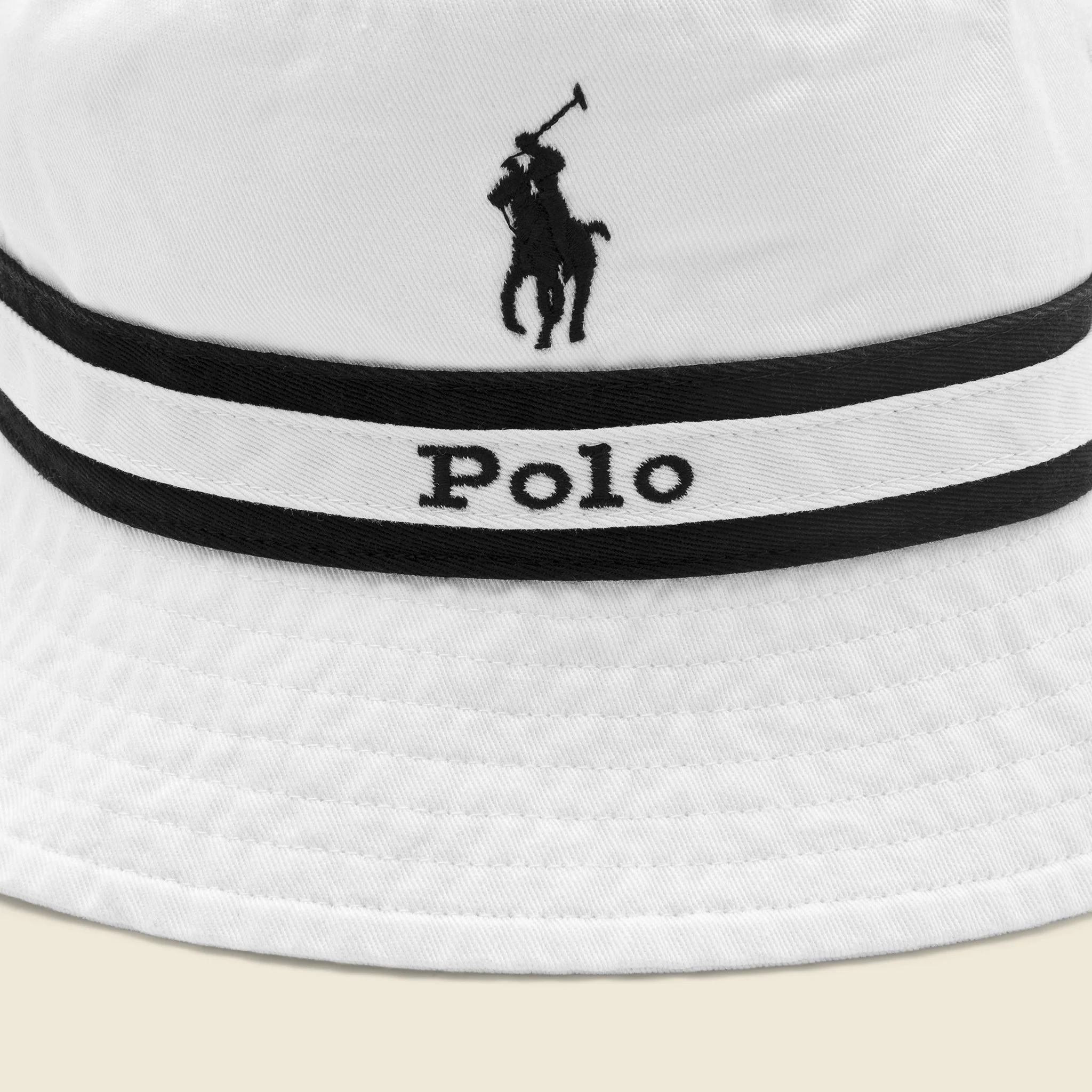 Center Stripe Bucket Hat - White/Navy - Image 2