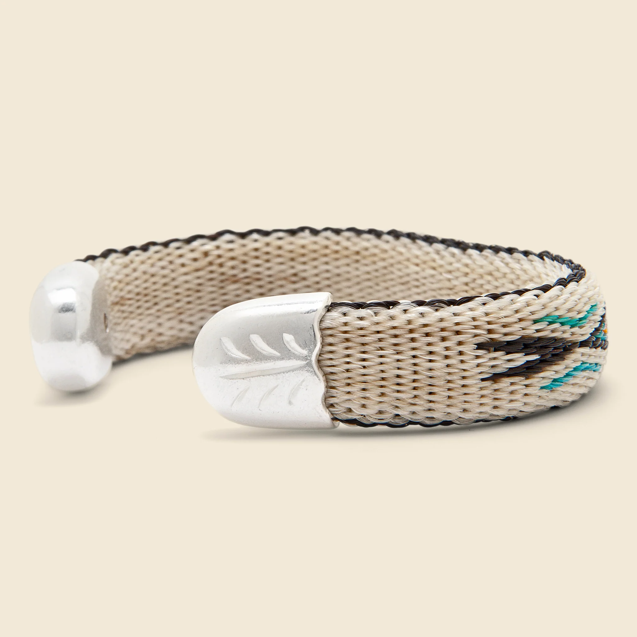 Bendable Horsehair Bracelet - Ivory/Red/Blue - Image 2