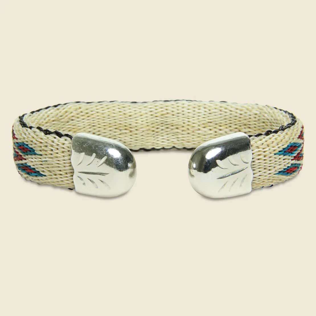 Bendable Horsehair Bracelet - Ivory/Turquoise/Red - Image 2