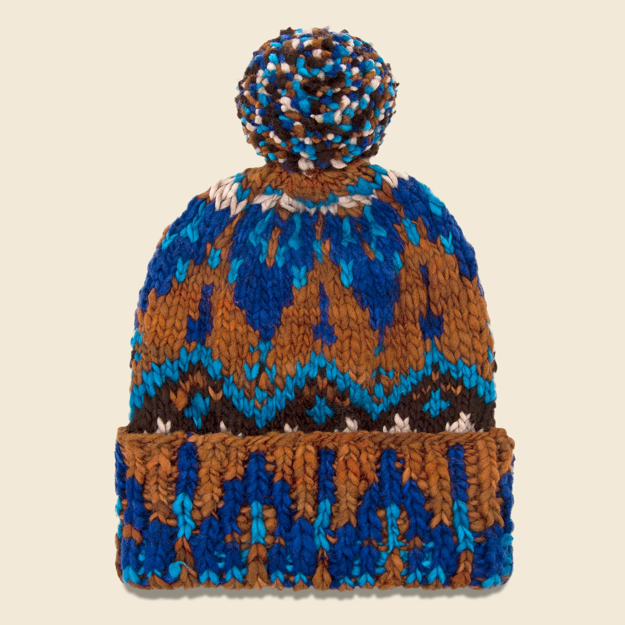Double Cuff Fair Isle Cap - Intense Royal