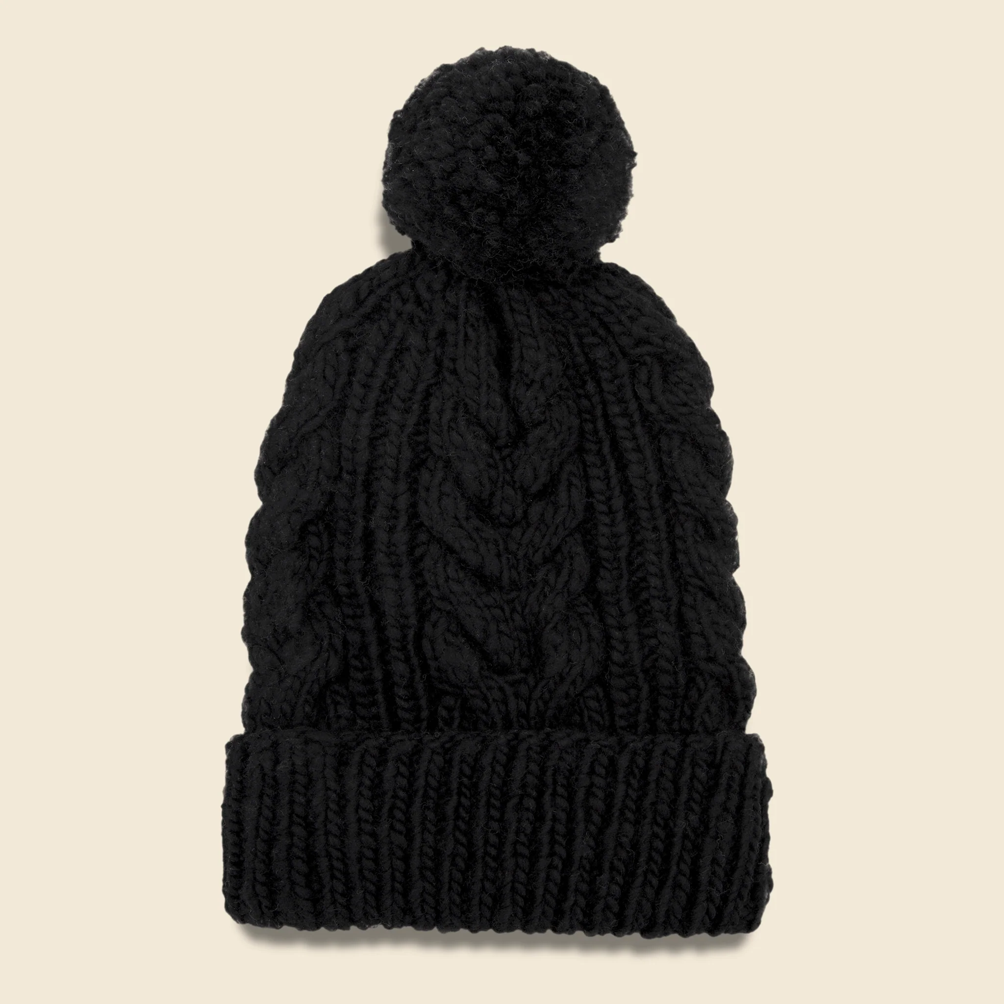 Double Cuff Fisherman Beanie - Black