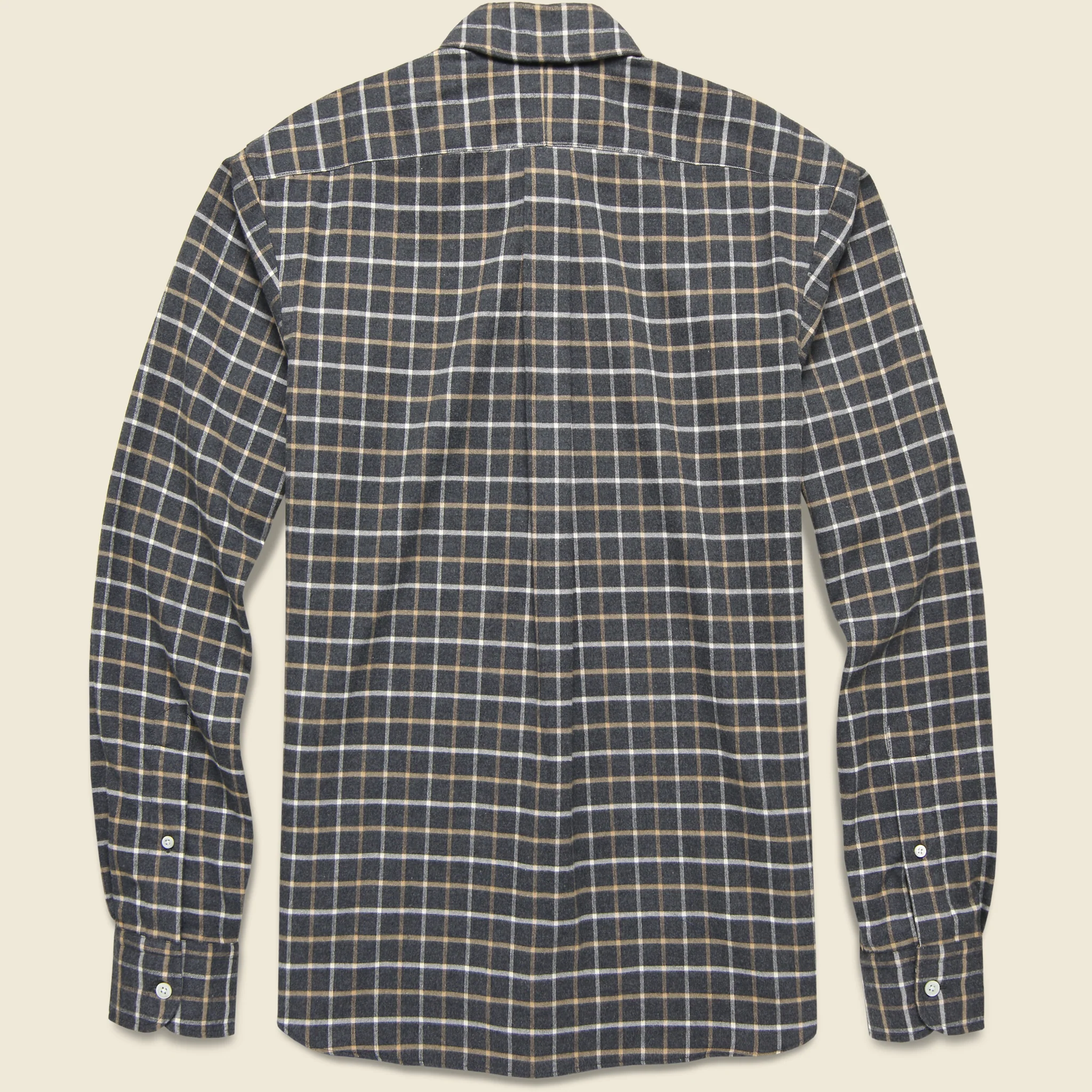 Check Brushed Flannel Shirt - Charcoal/Tan/Cream - Image 2