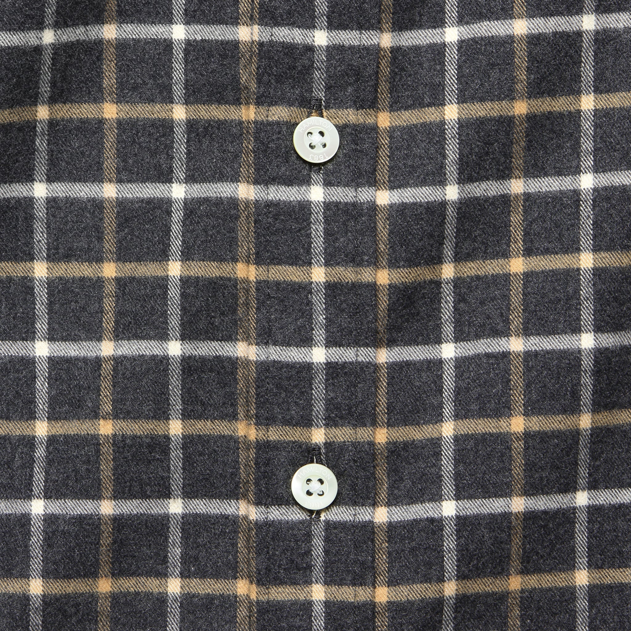 Check Brushed Flannel Shirt - Charcoal/Tan/Cream - Image 3