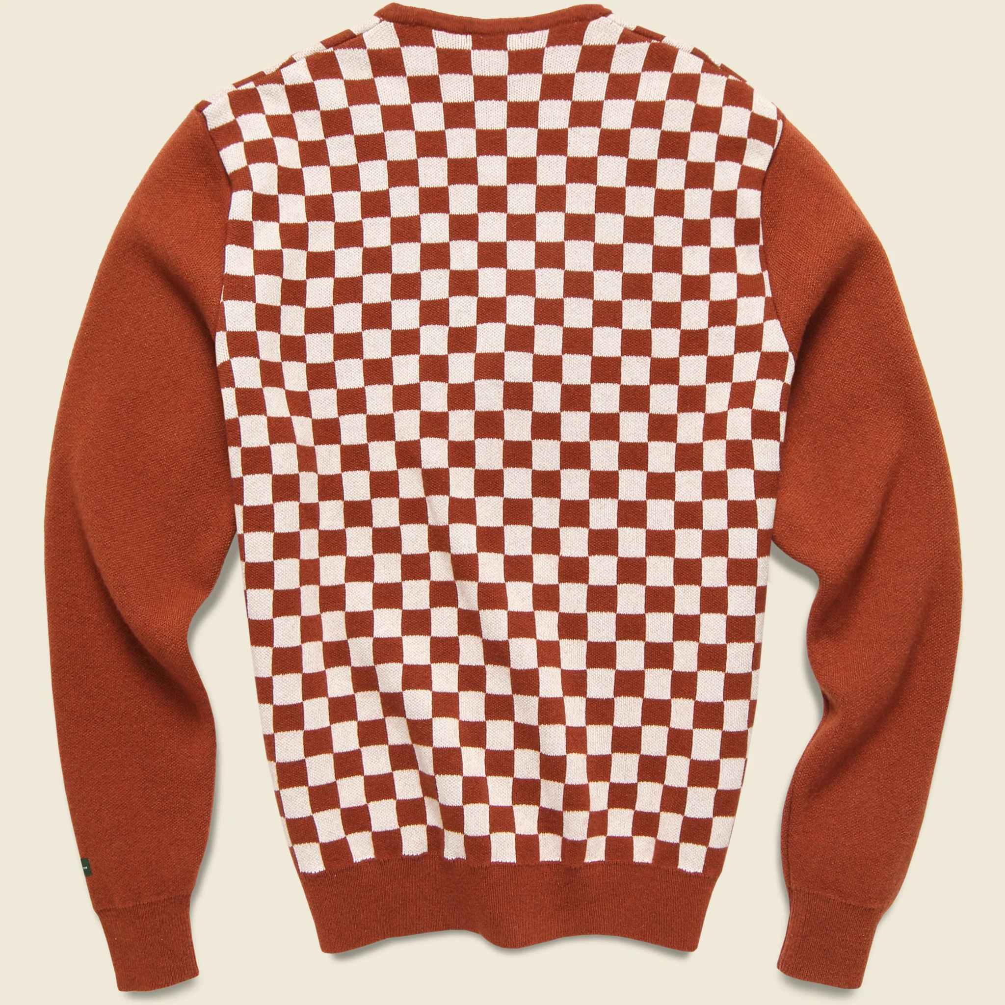 Check Merino Cardigan - Brick - Image 2