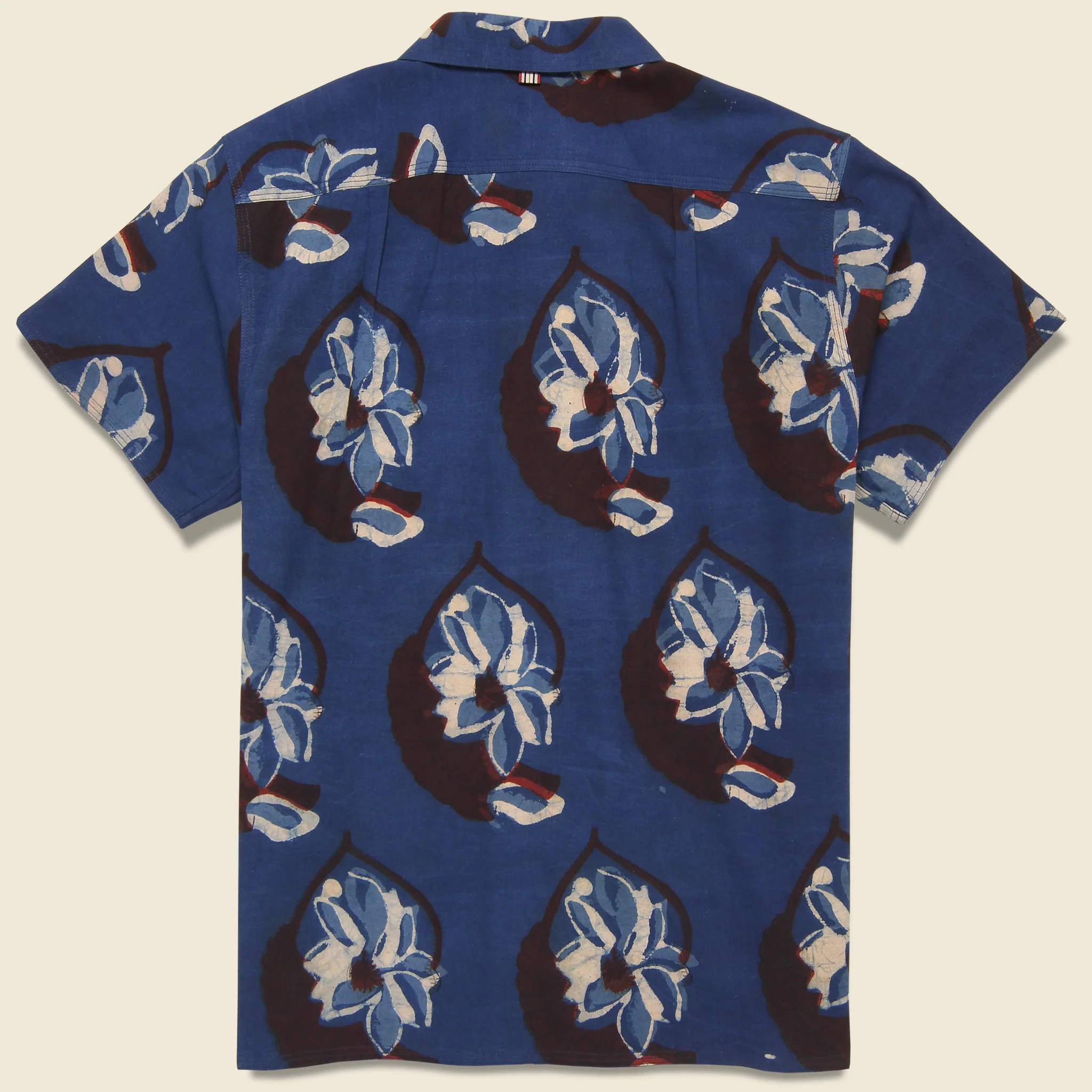 Chintan Big Floral Block Print Shirt - Blue/Brown - Image 2