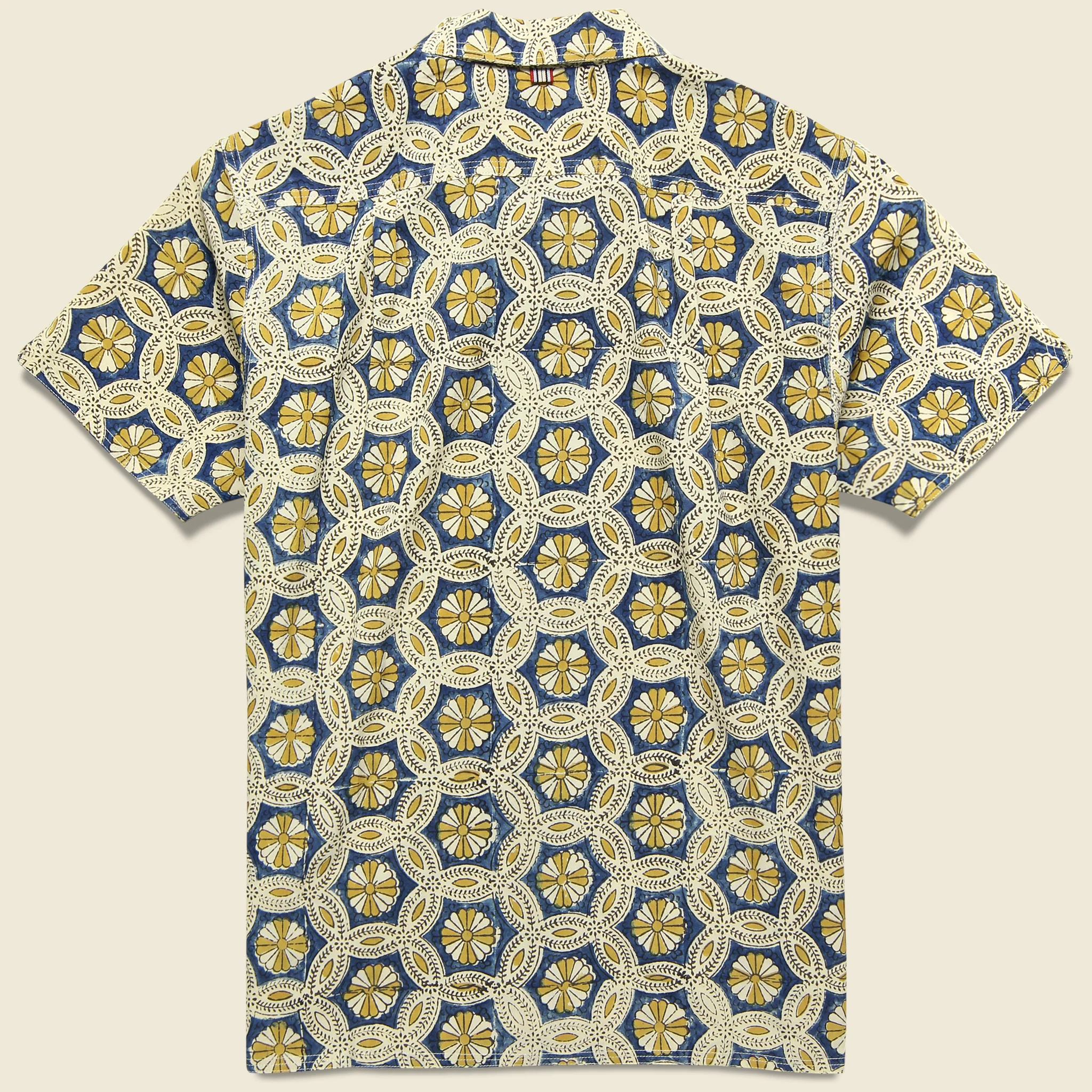Chintan Block Print Daisy Shirt - Gold/Indigo - Image 2