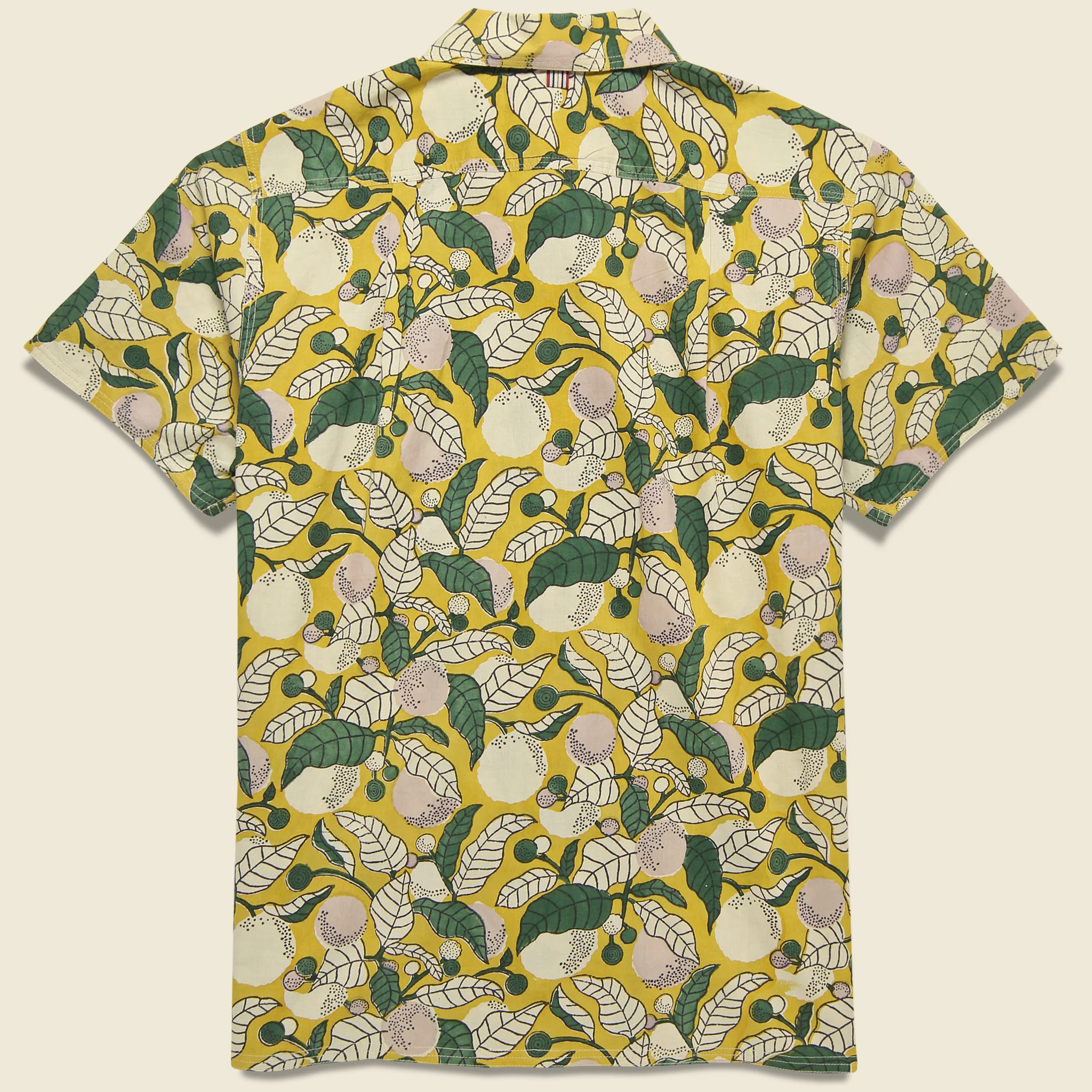 Chintan Floral Leaf Block Print Shirt - Gold/Green - Image 2