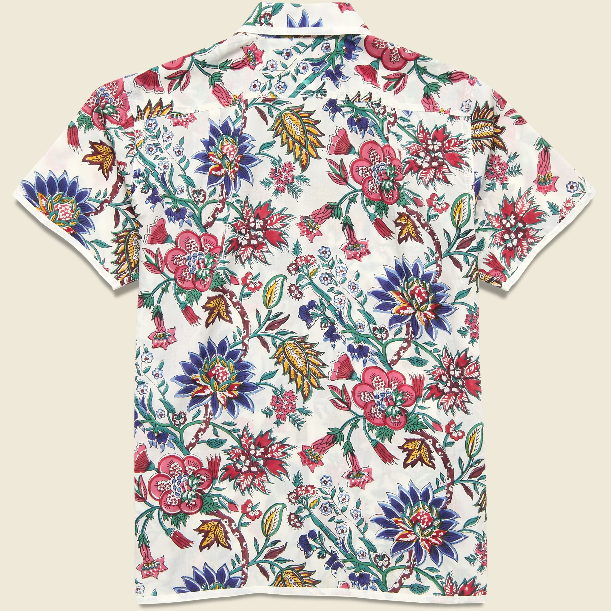 Floral Block Print Shirt - White - Image 3