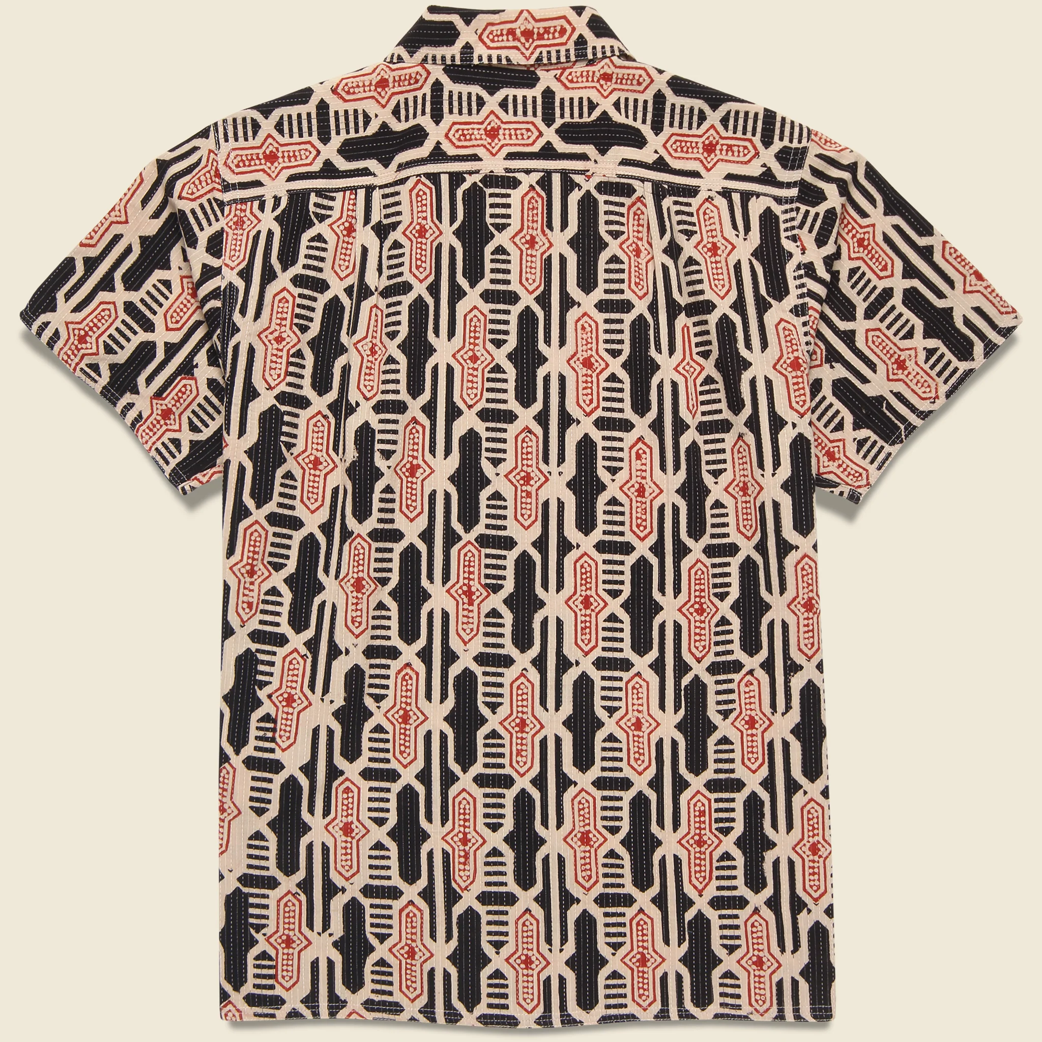 Geo Tile Block Print Shirt - Black - Image 3