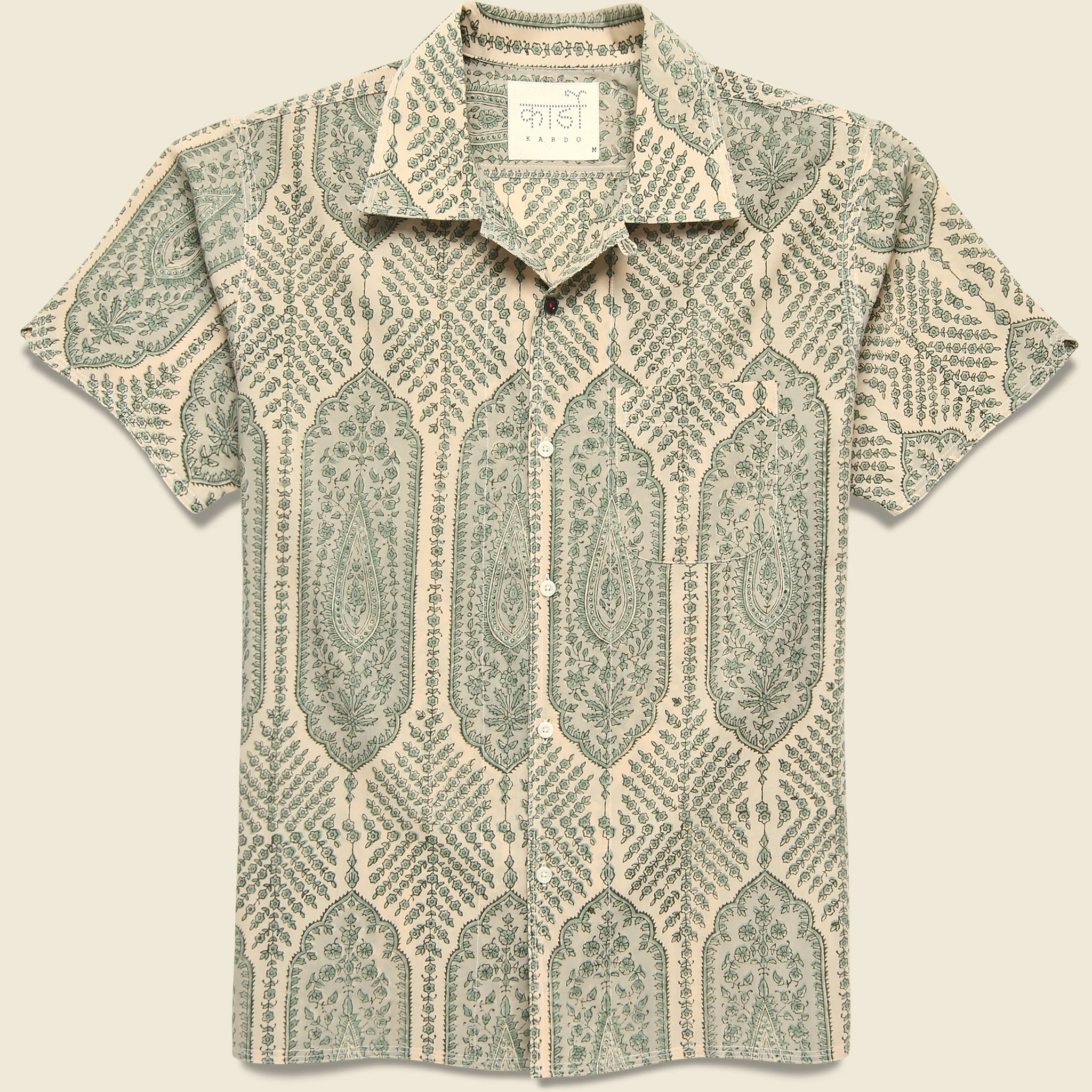 Paisley Block Print Shirt - Sage