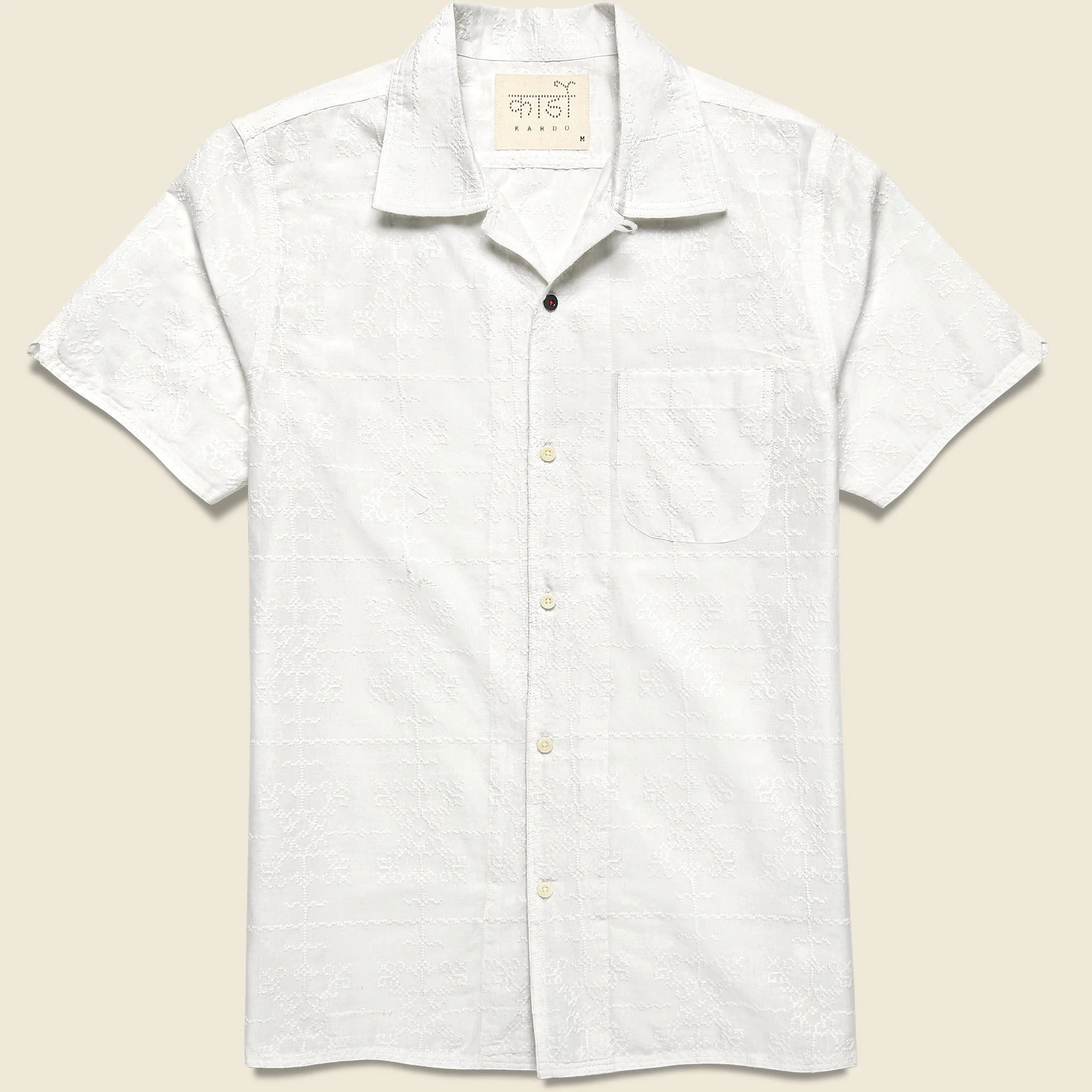Schiffli Embroidered Shirt - White