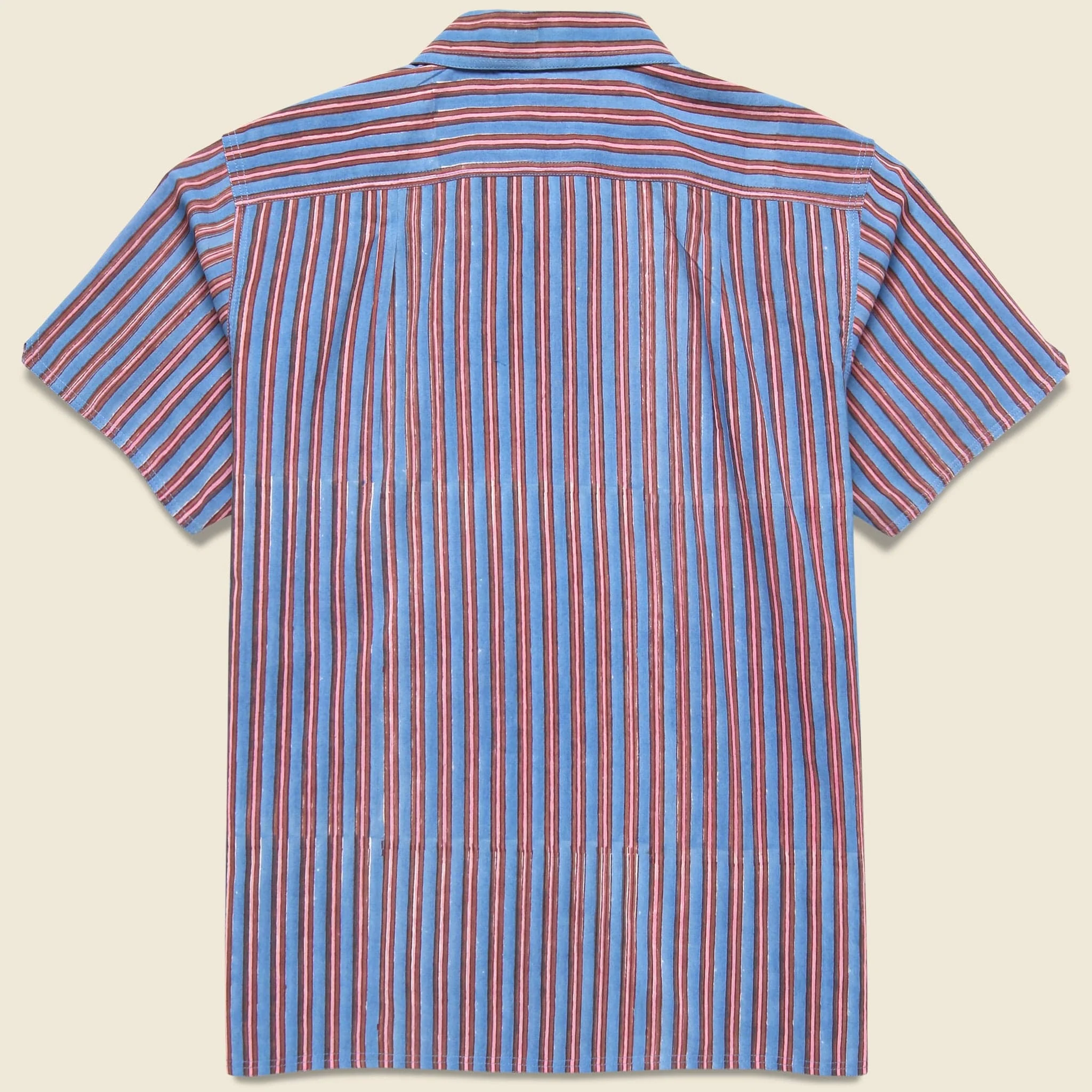 Striped Block Print Shirt - Indigo - Image 2