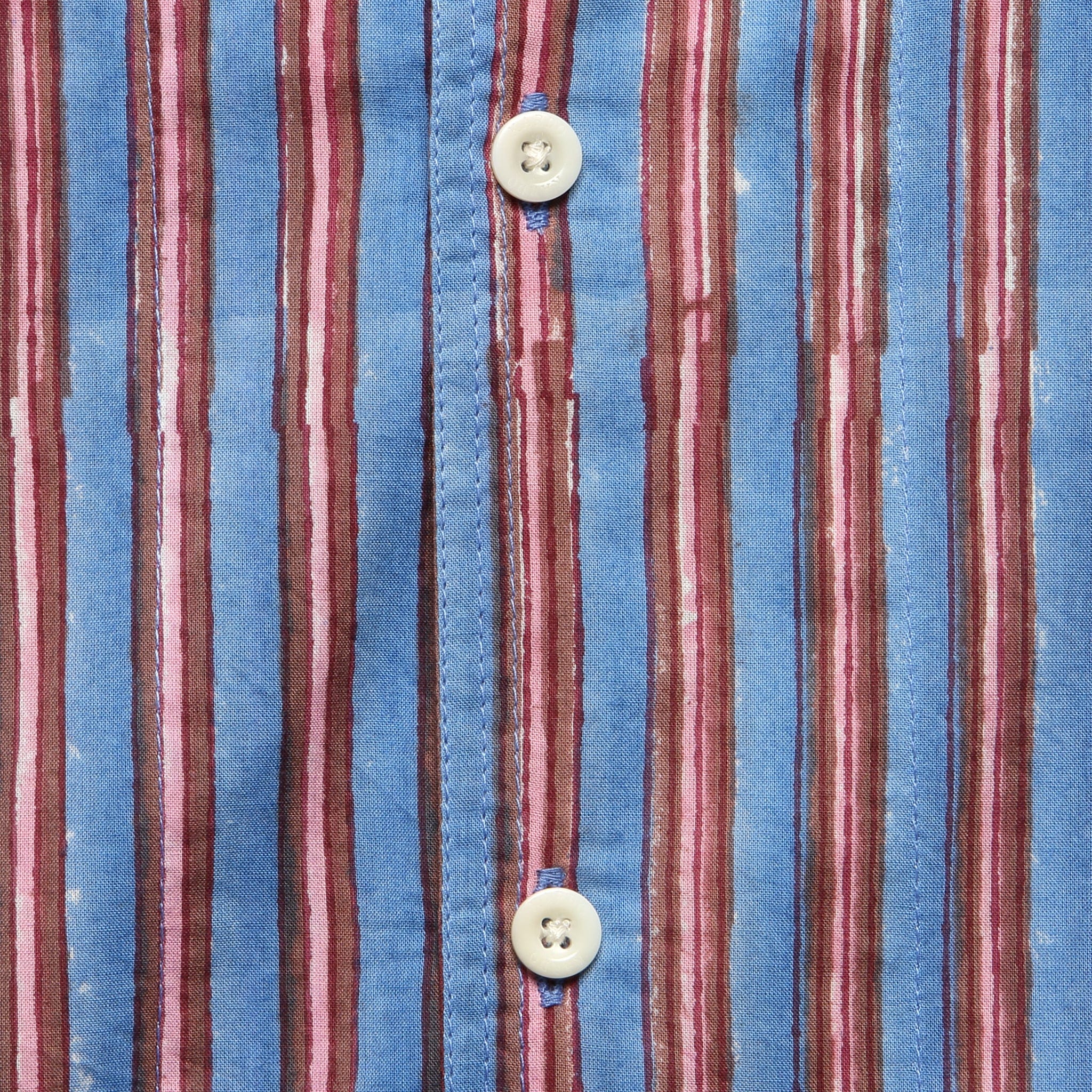 Striped Block Print Shirt - Indigo - Image 3
