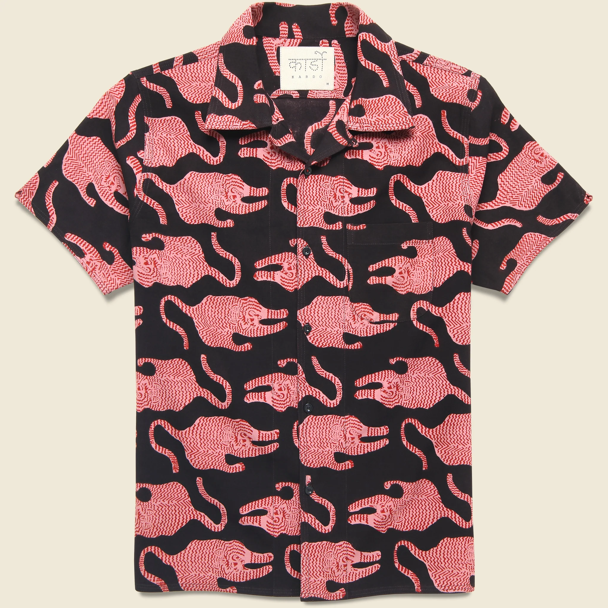 Tiger Block Print Shirt - Black