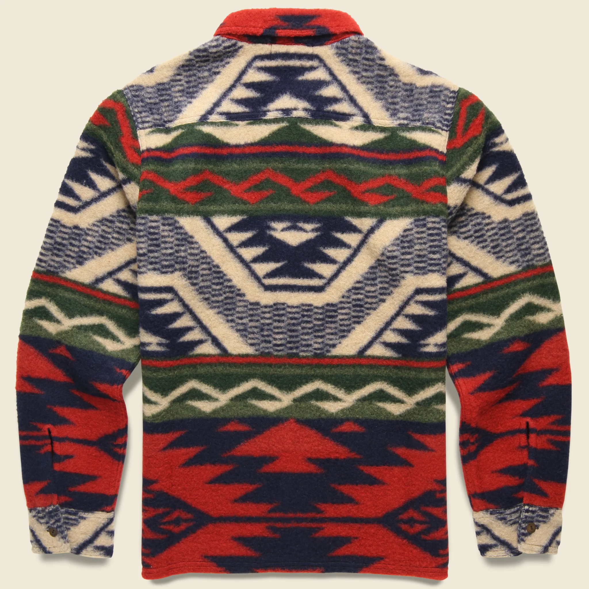 Chunky Knit Jacquard Overshirt - Red/Cream/Multi - Image 2