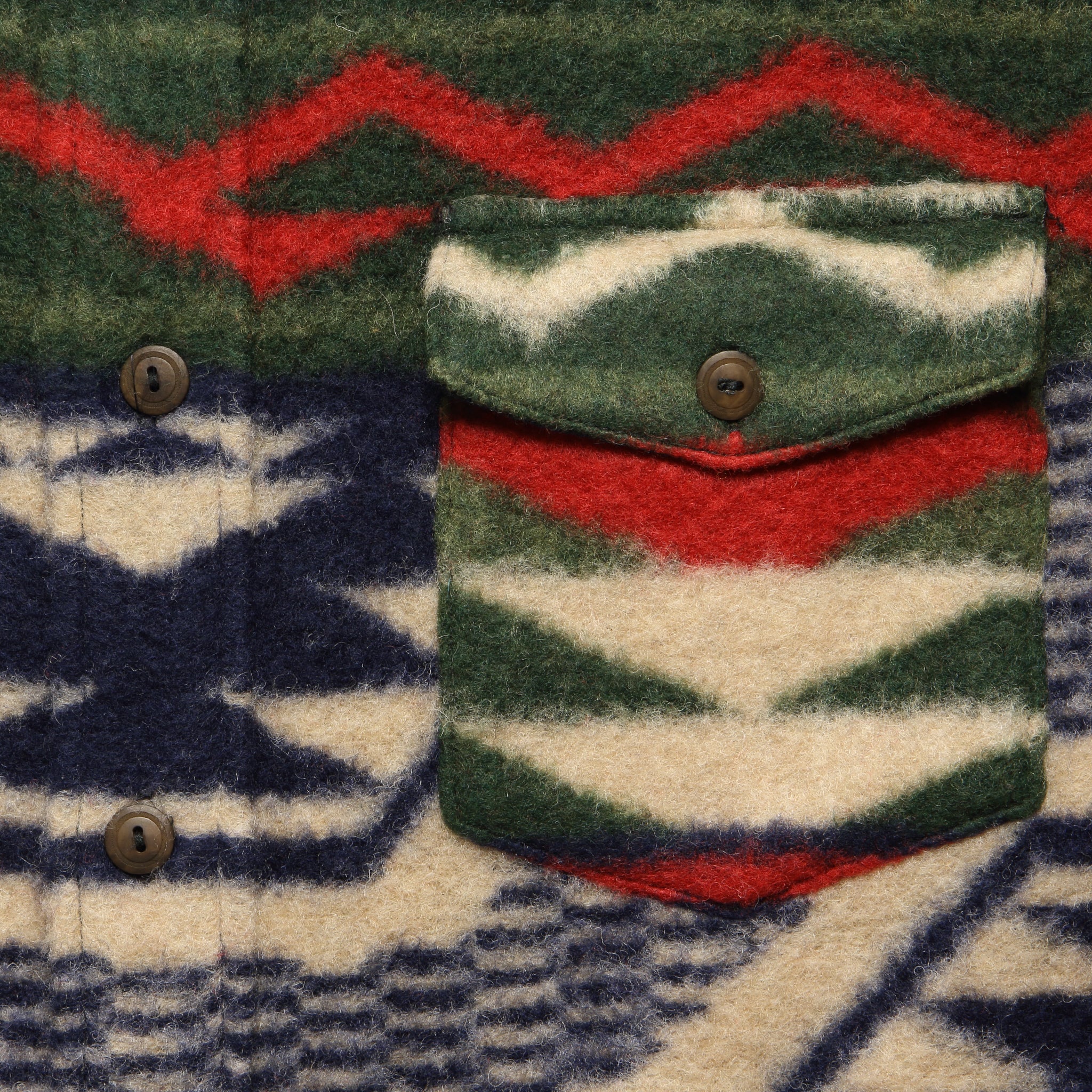 Chunky Knit Jacquard Overshirt - Red/Cream/Multi - Image 3