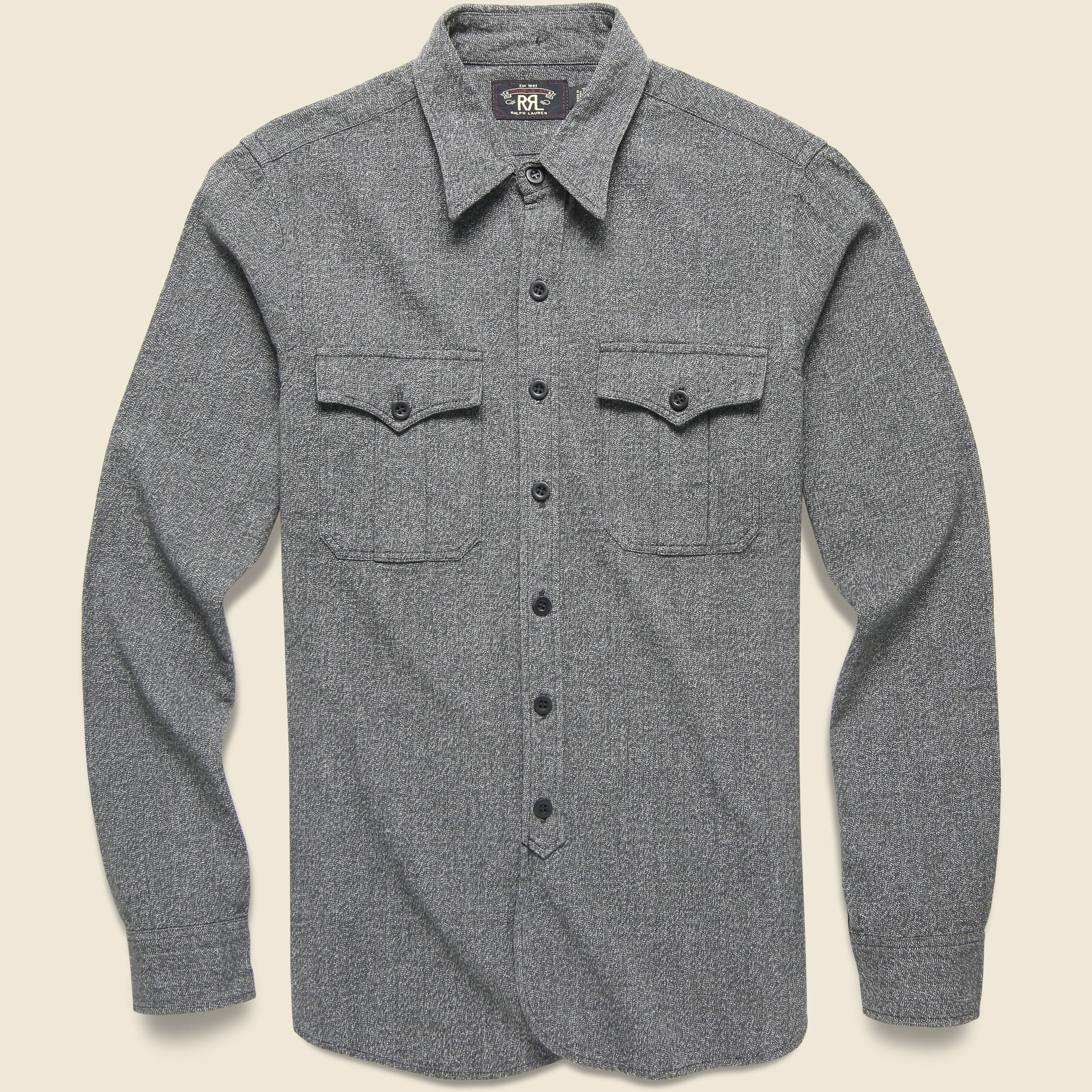 Clayton Military Shirt - Black/Grey Jaspe