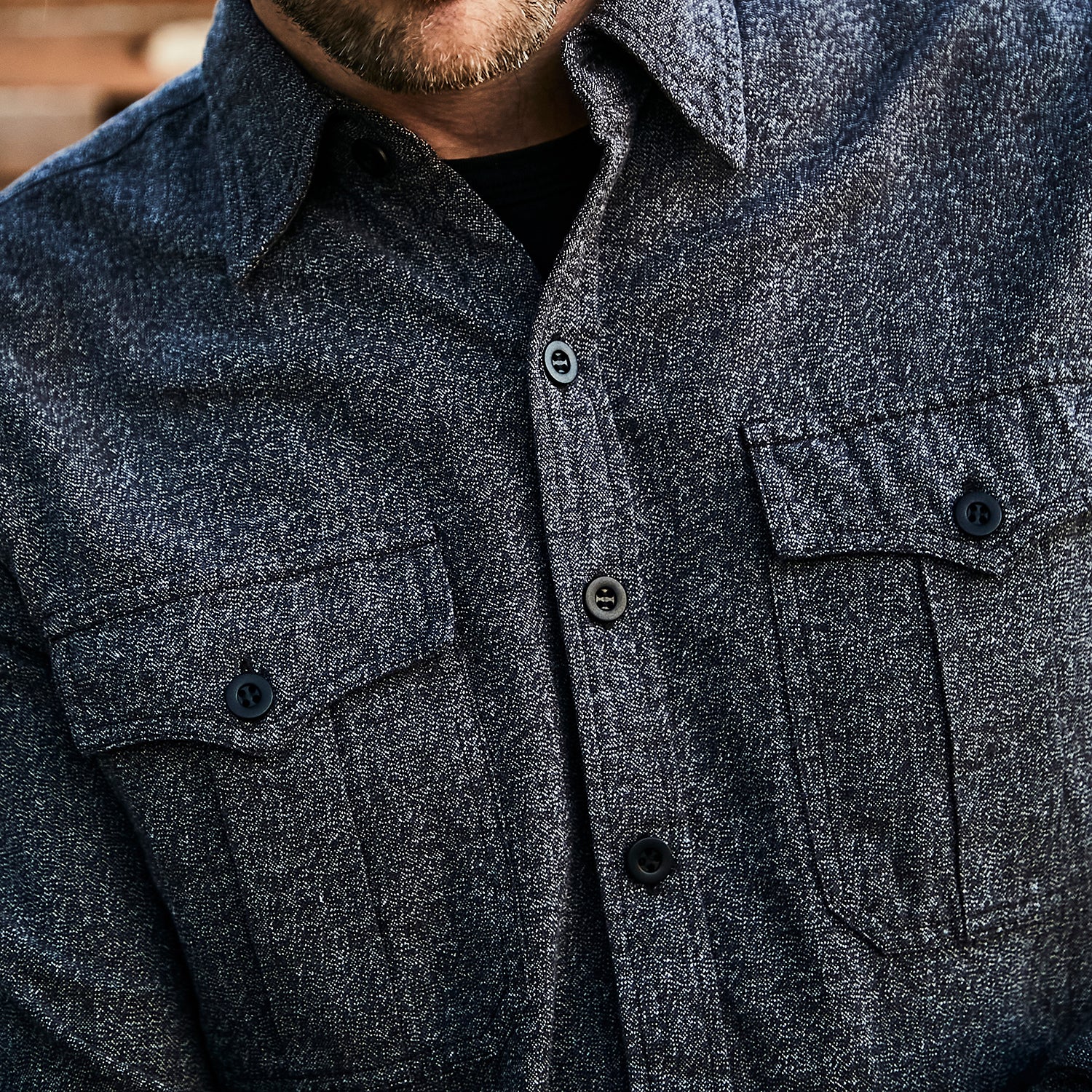 Clayton Military Shirt - Black/Grey Jaspe - Image 5