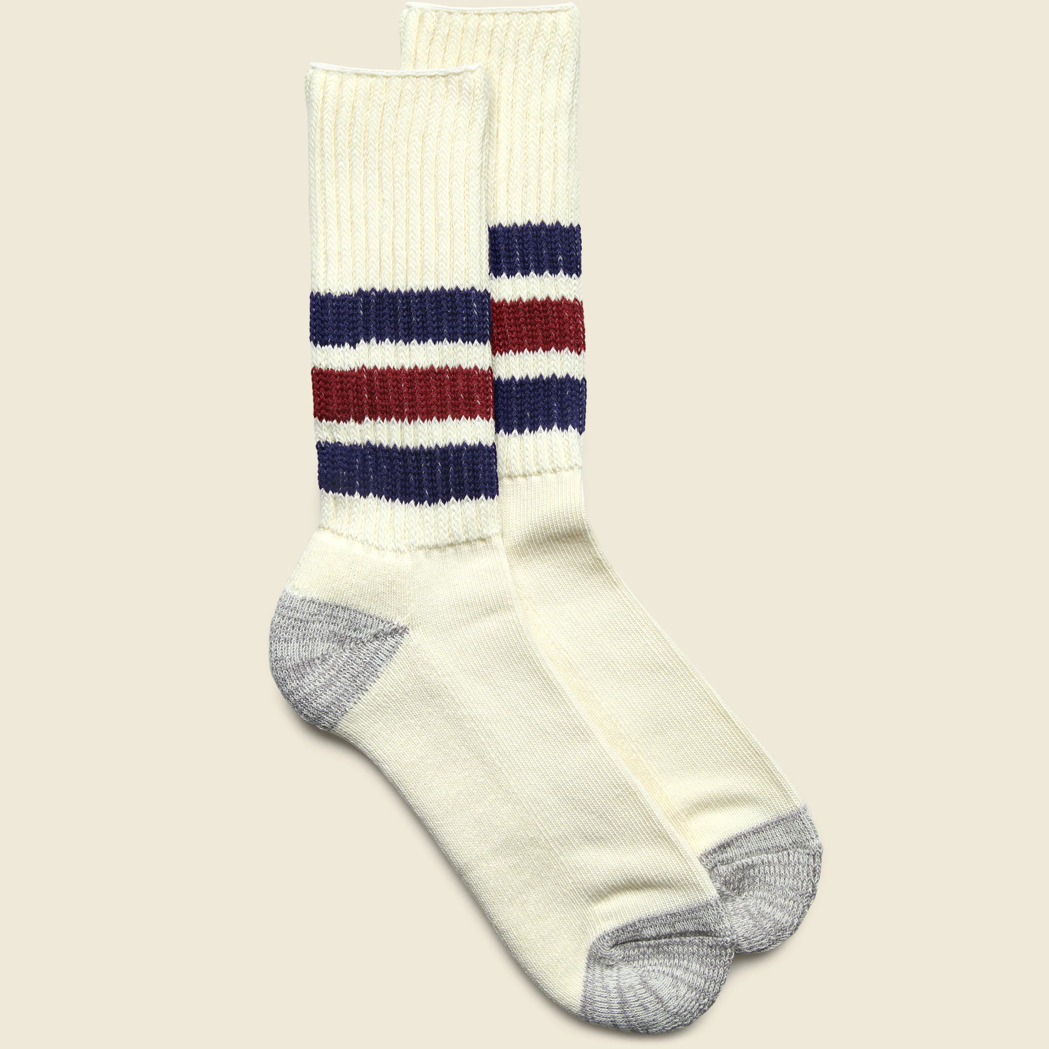 Coarse Ribbed Old School Sock - Navy/Dark Red