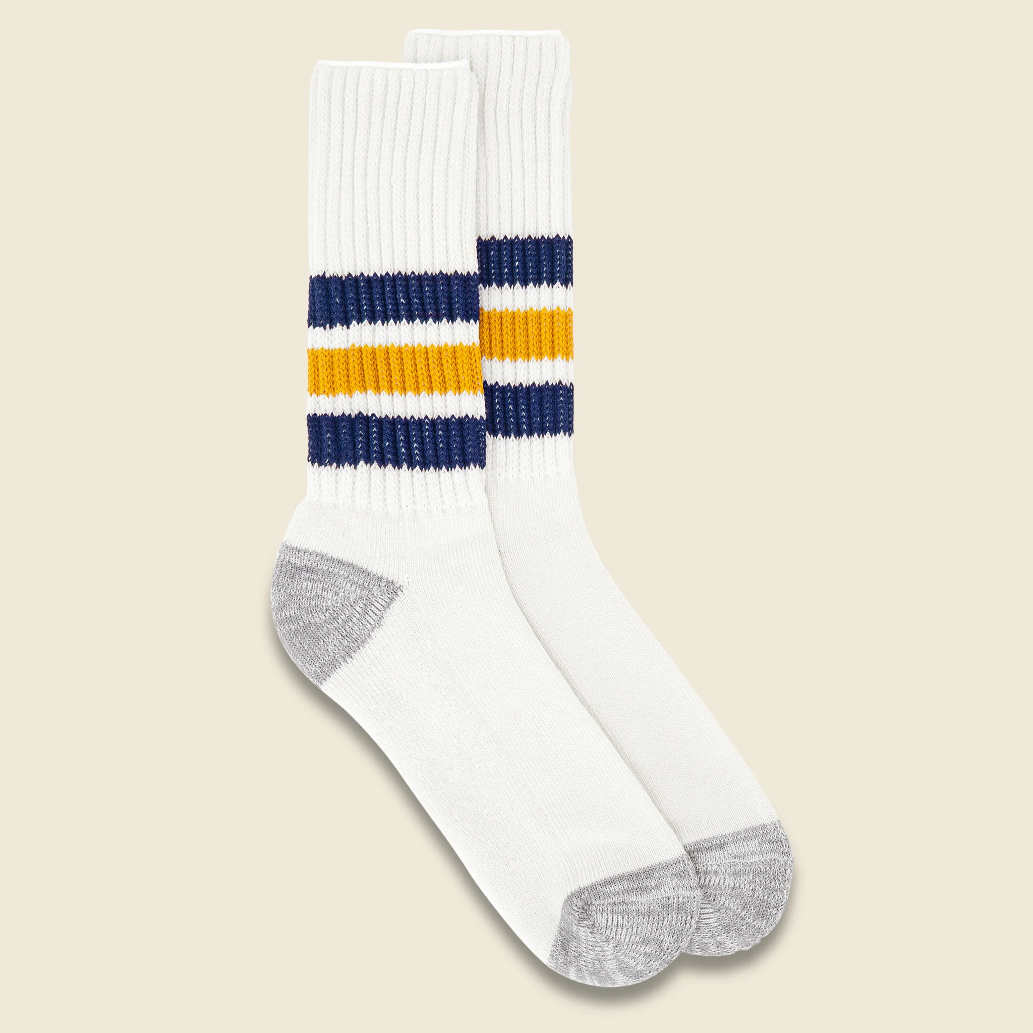 Coarse Ribbed Old School Sock - Navy/Yellow