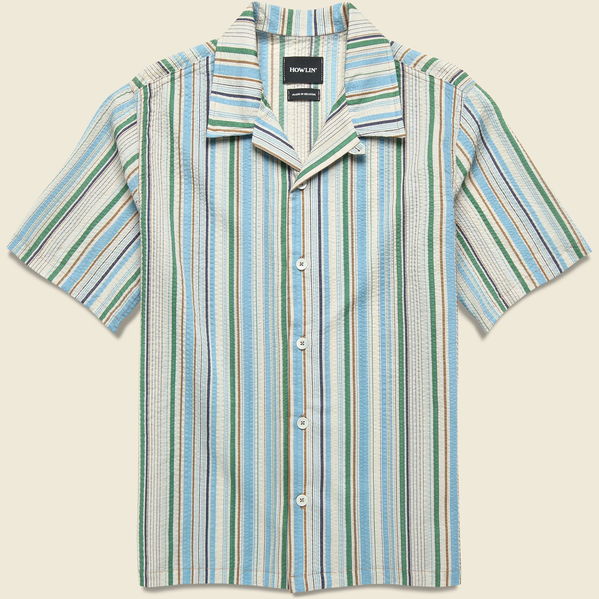 Cocktail Seersucker Shirt - Tropical Stripes